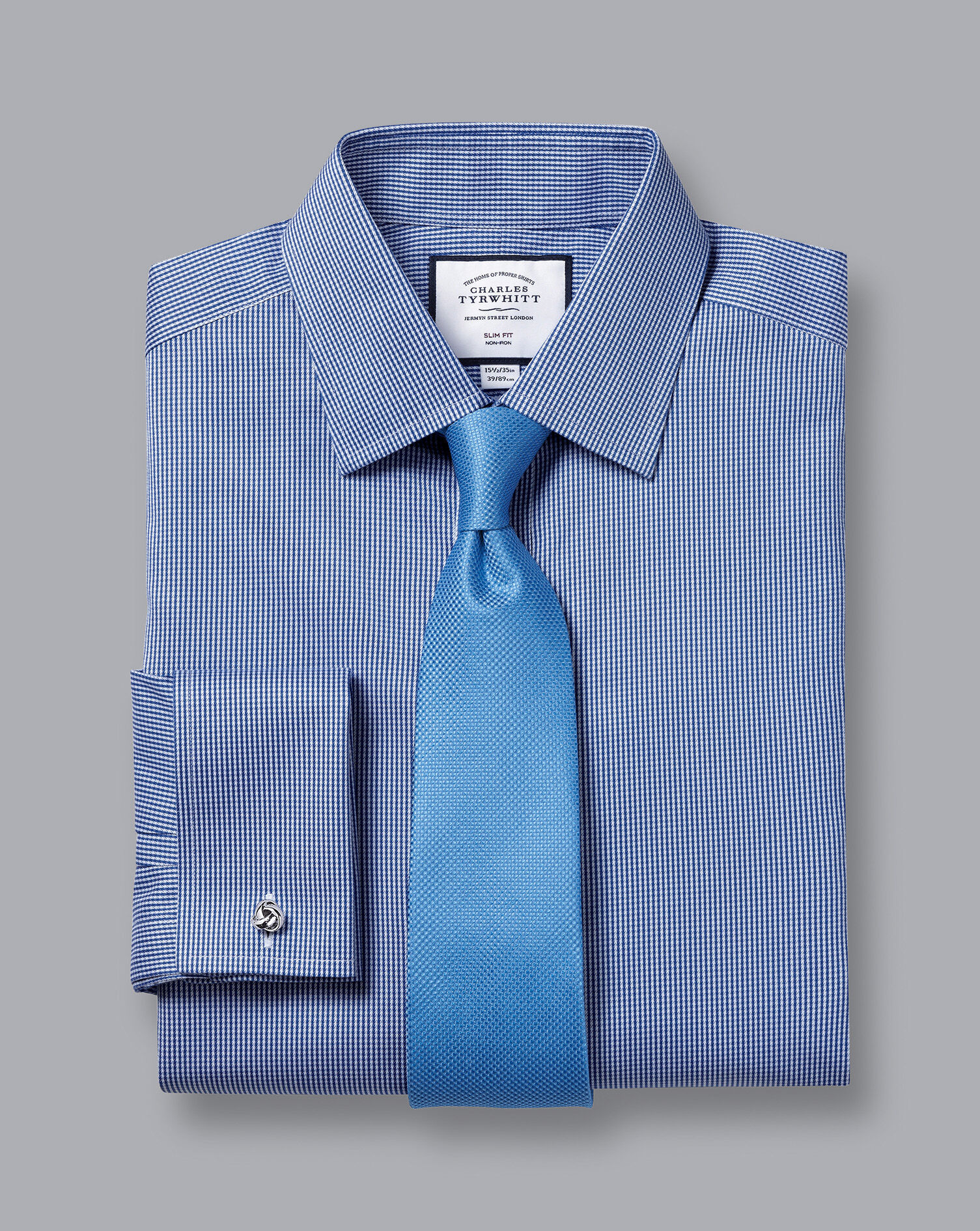 Non-Iron Puppytooth Shirt - Royal Blue