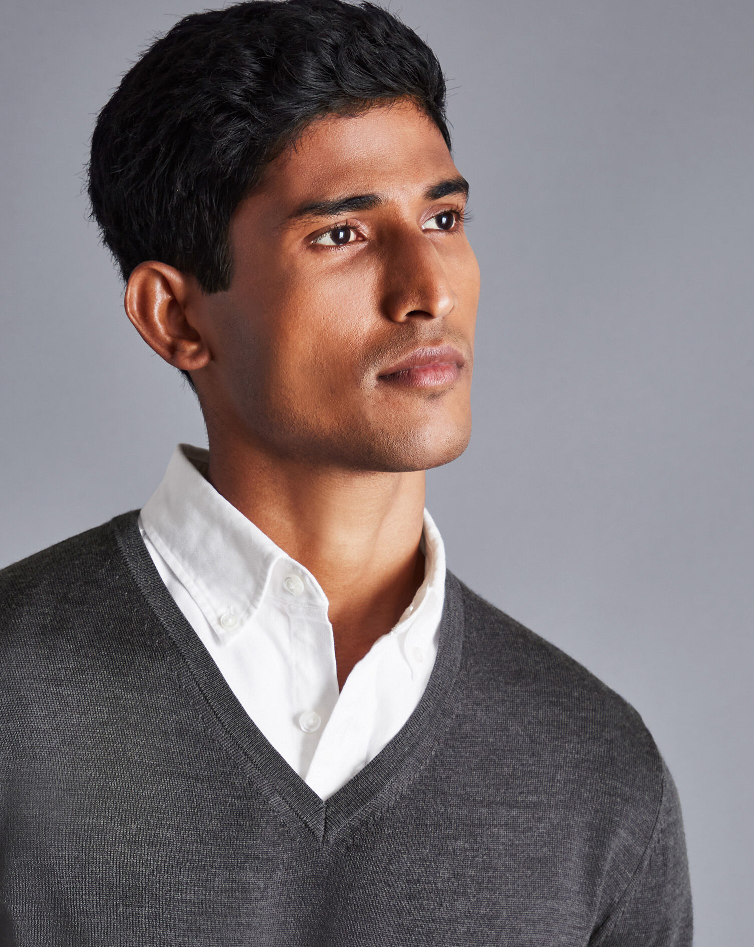 Merino V-Neck Sweater - Grey