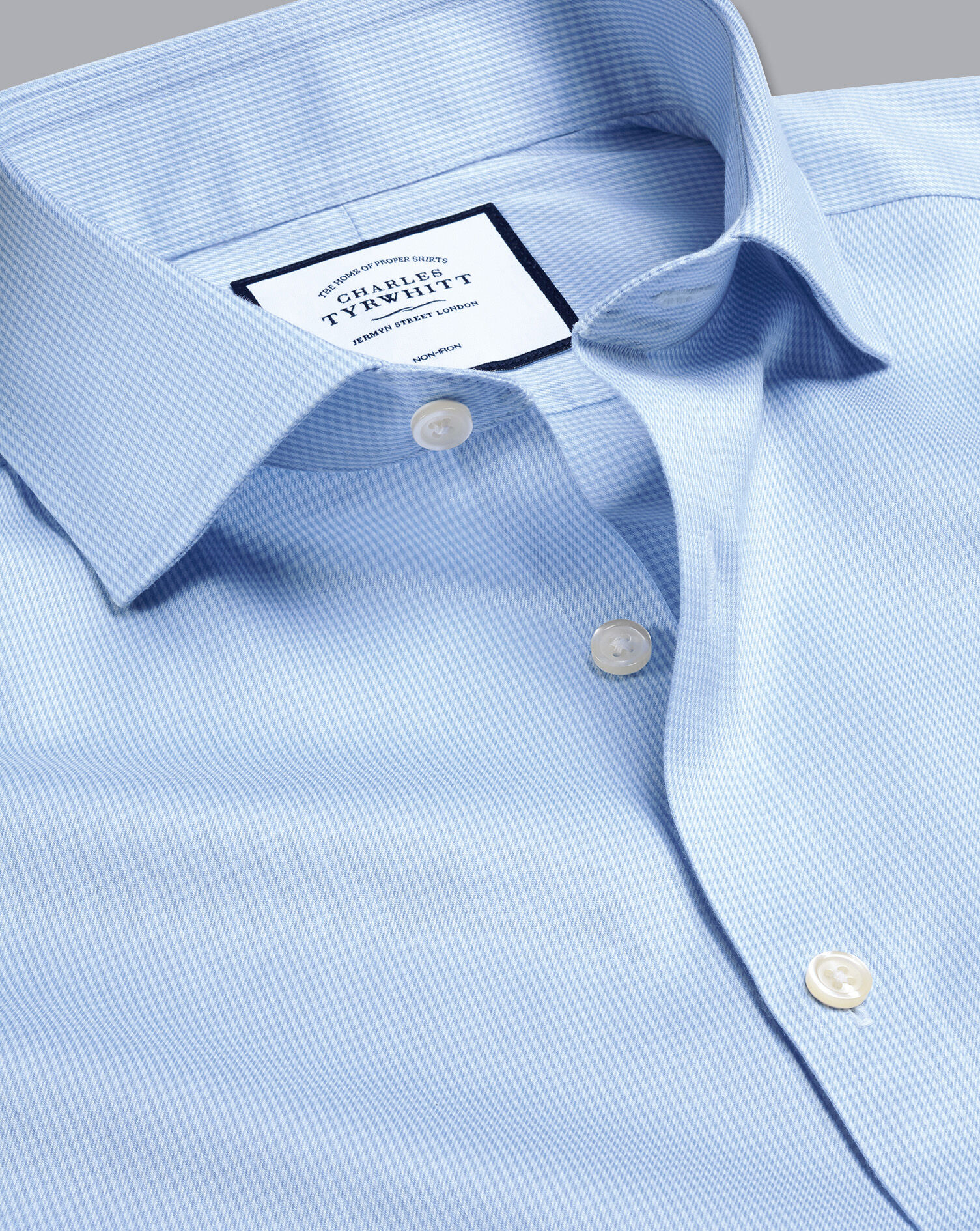 Spread Collar Non-Iron Puppytooth Shirt - Sky Blue