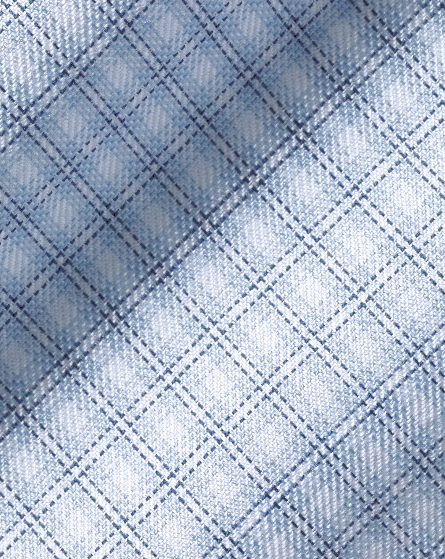 Spread Collar Non-Iron Double Check Shirt - Sky Blue