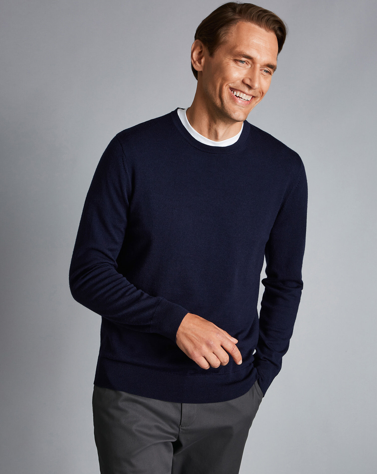Merino Crew Neck Sweater - Navy