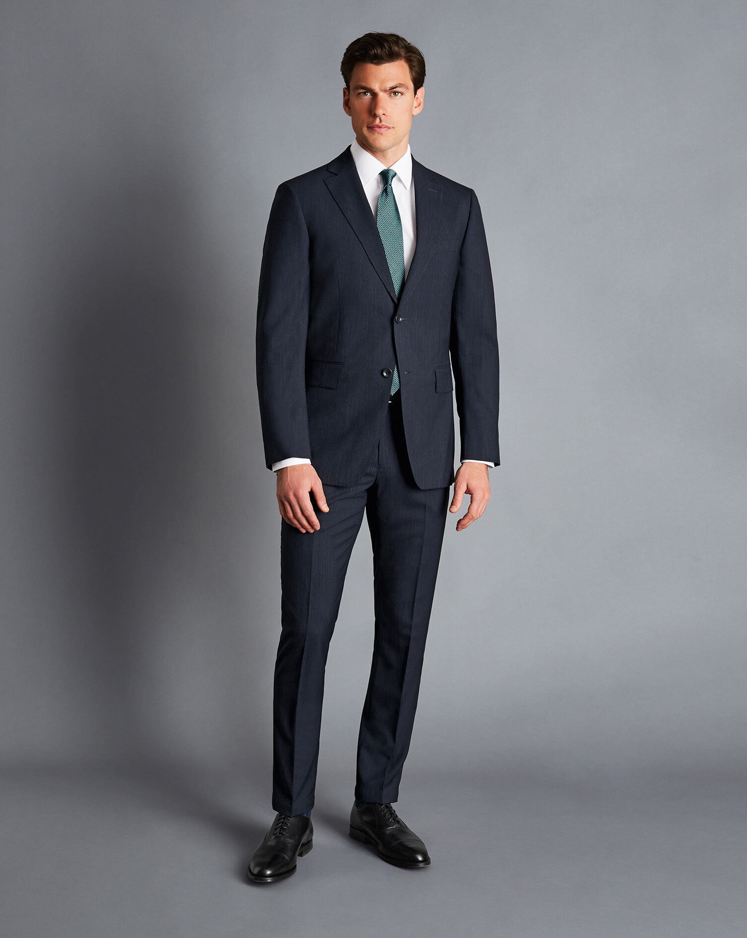 Melange Pinstripe Suit Pants - Dark Navy