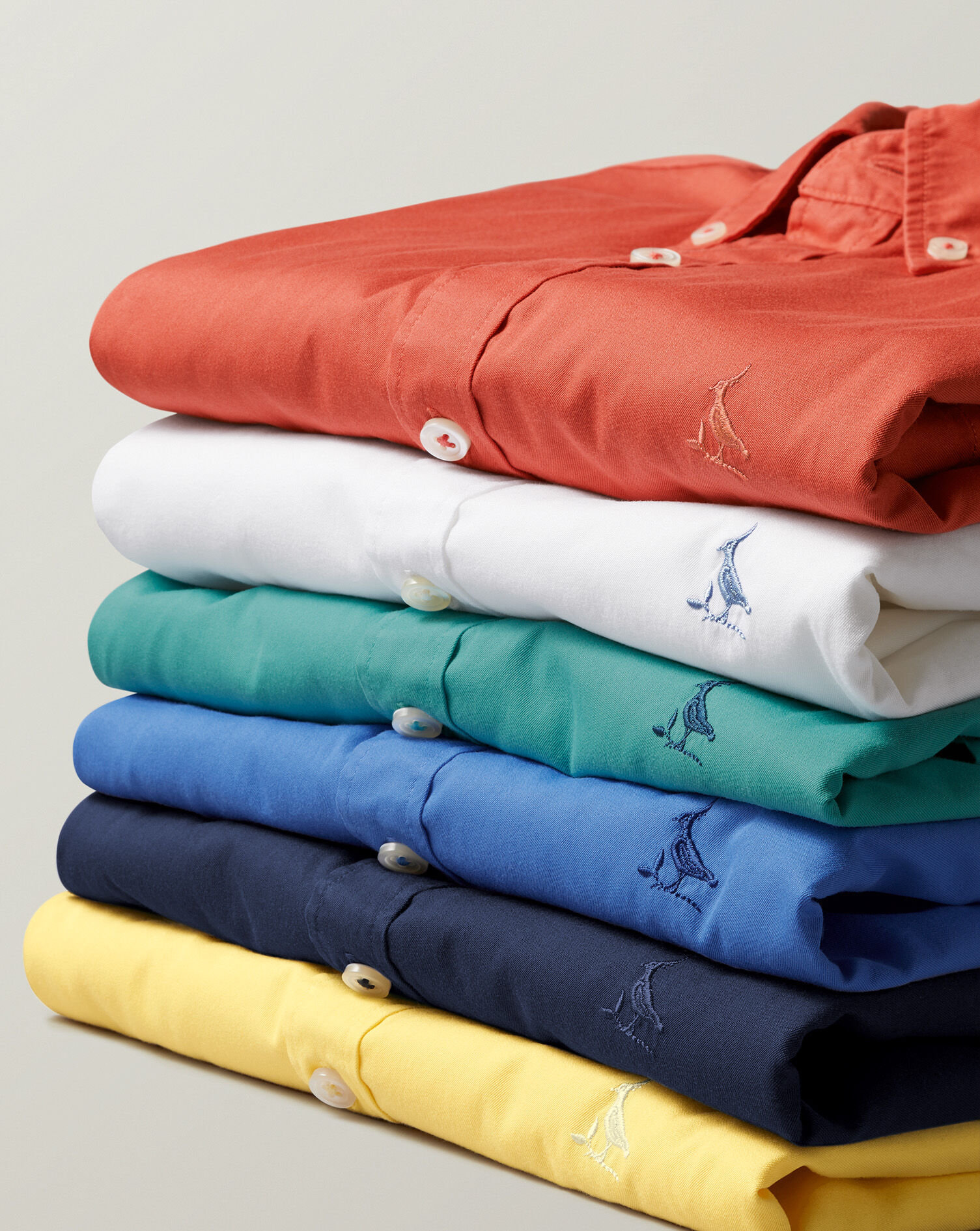 Button-Down Collar Washed Fine Twill Shirt - Navy