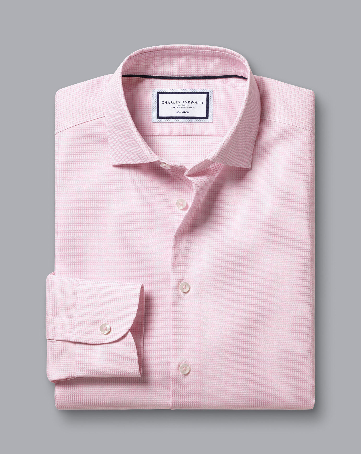 Non-Iron Cushion Stretch Texture Shirt - Pink