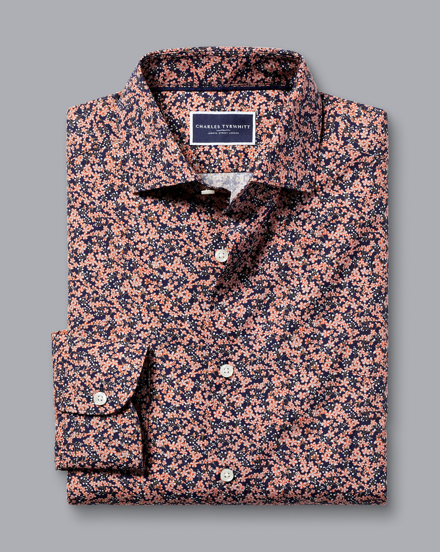 Made With Liberty Fabric Floral Print Semi-Spread Collar Shirt - Pink