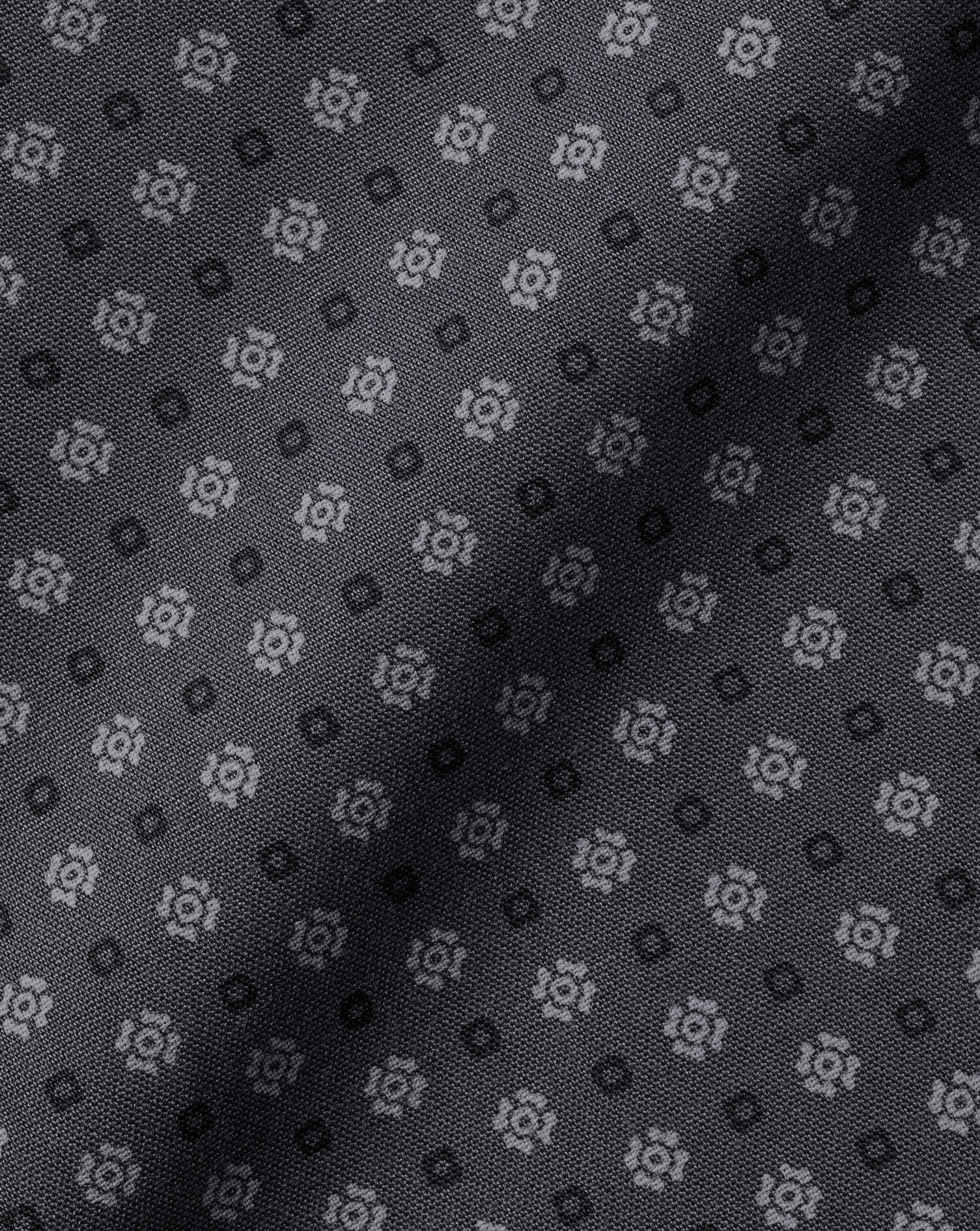 Semi-Spread Collar Medallion Print Non-Iron Shirt - Charcoal Grey