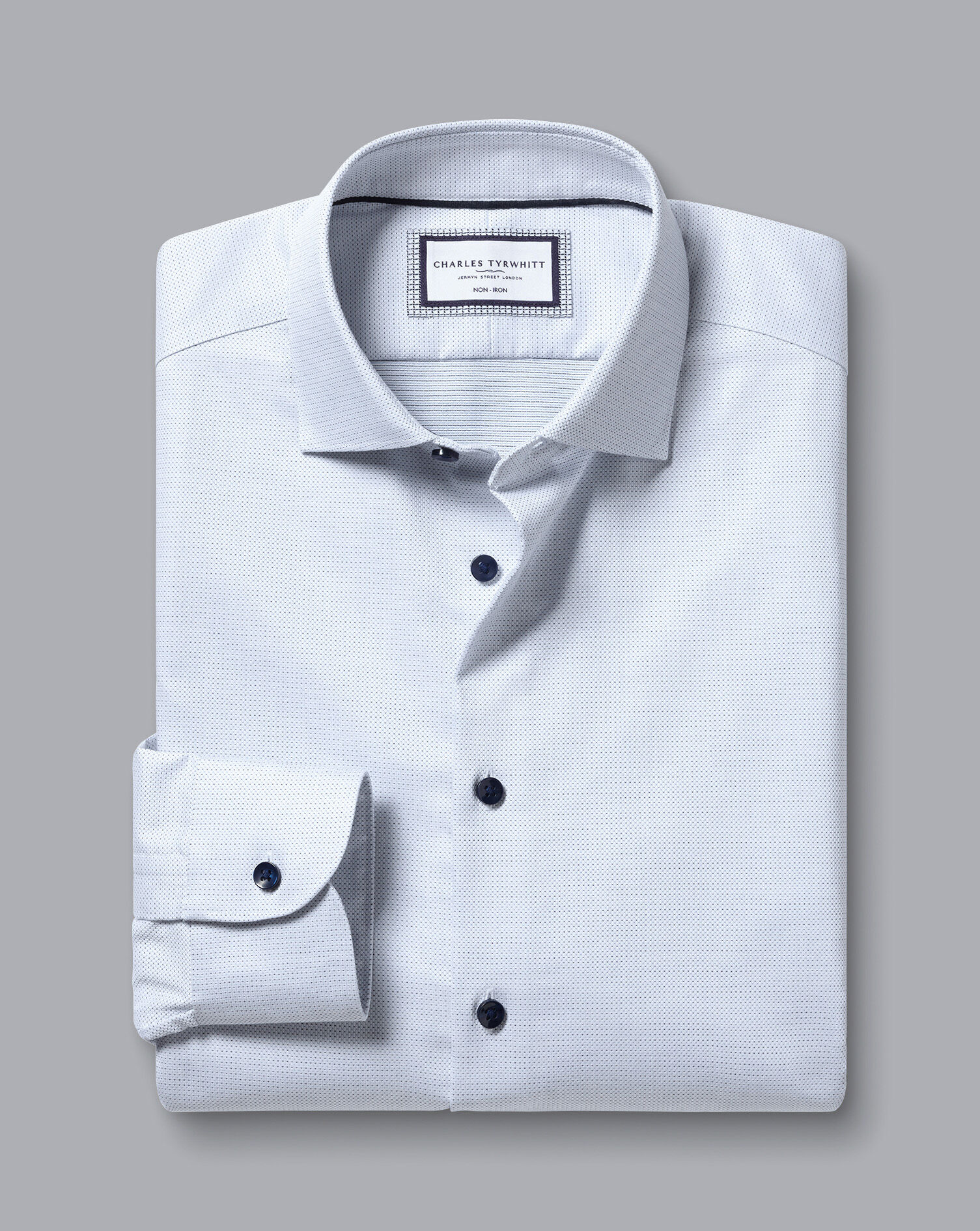 Non-Iron Dot Stretch Texture Shirt - White