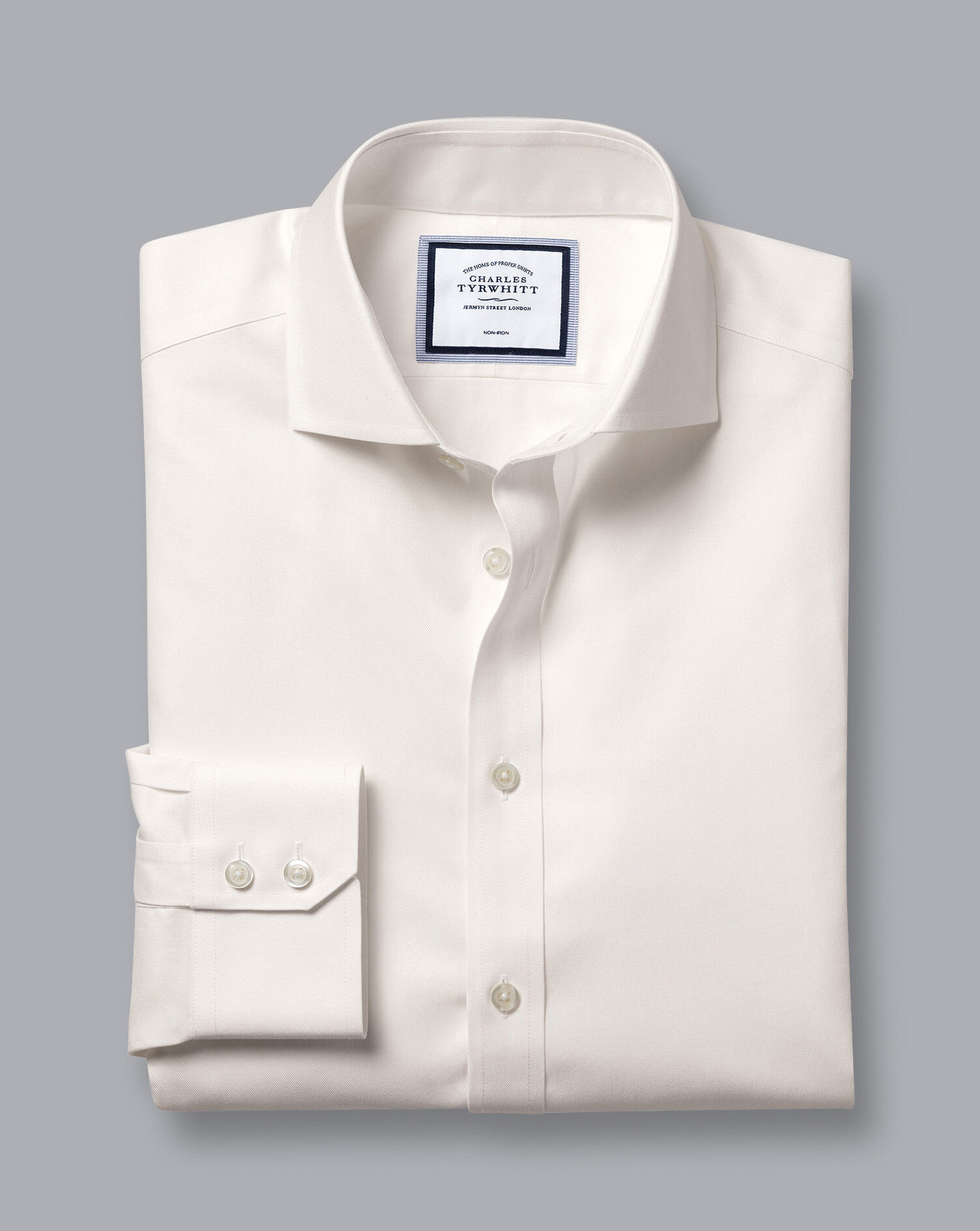 Spread collar Non-Iron Twill Shirt - Ivory