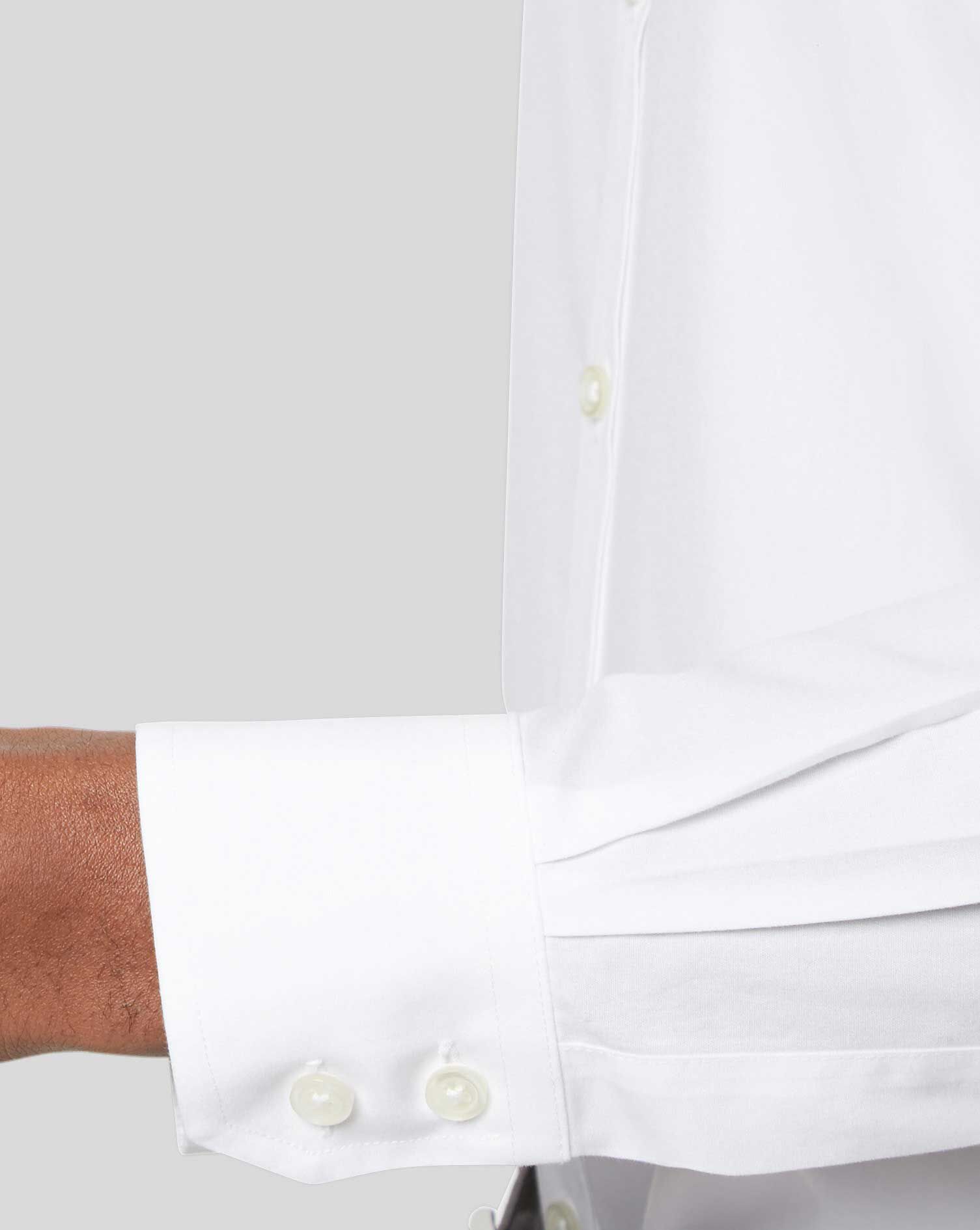 Spread Collar Non-Iron Poplin Shirt - White