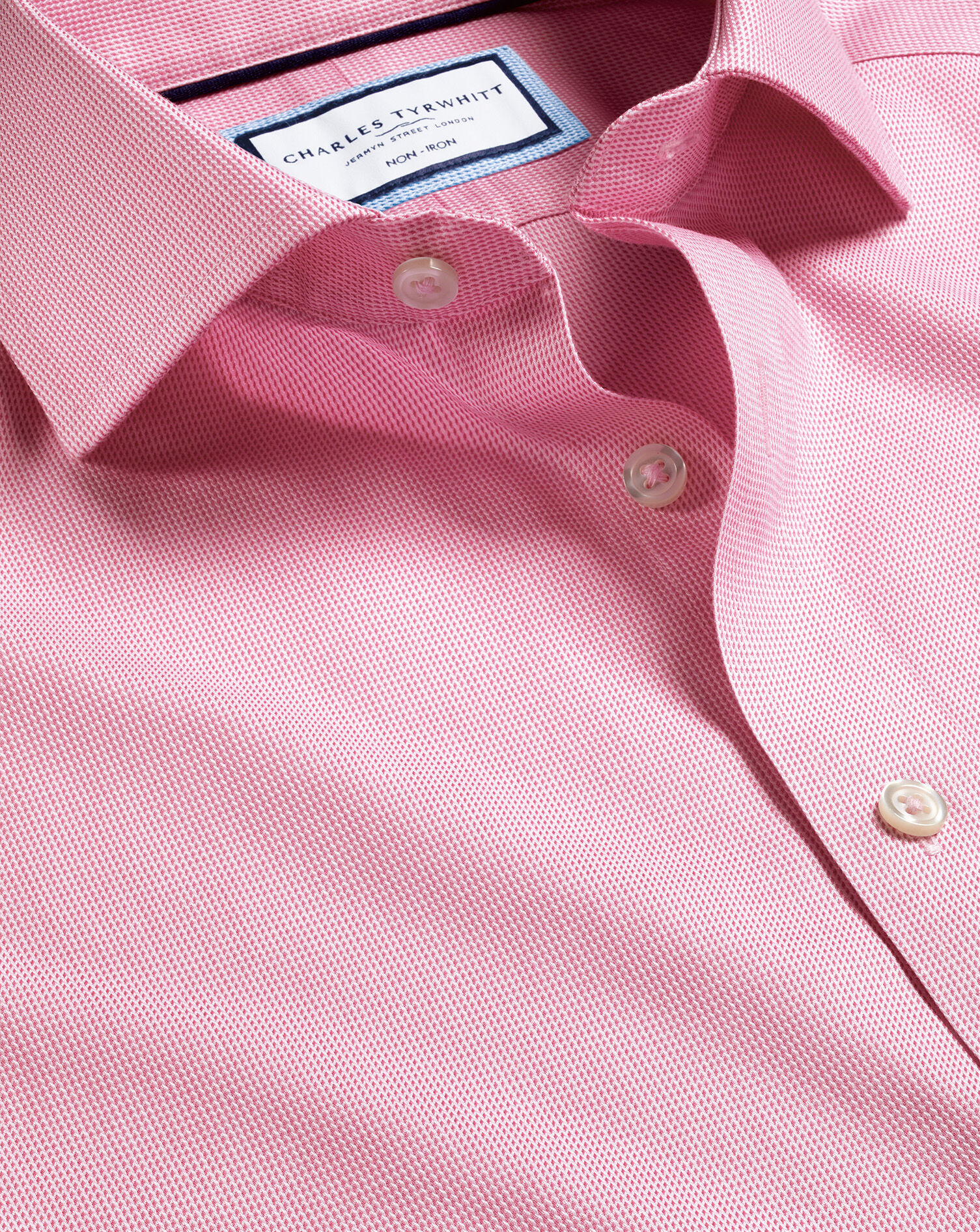 Spread Collar Non-Iron Clifton Weave Shirt - Pink