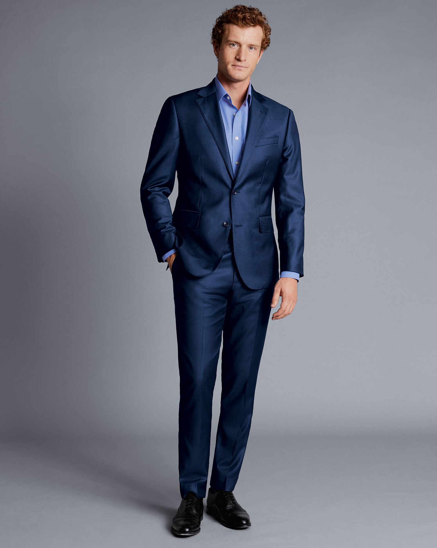 Natural Stretch Twill Suit - Mid Blue