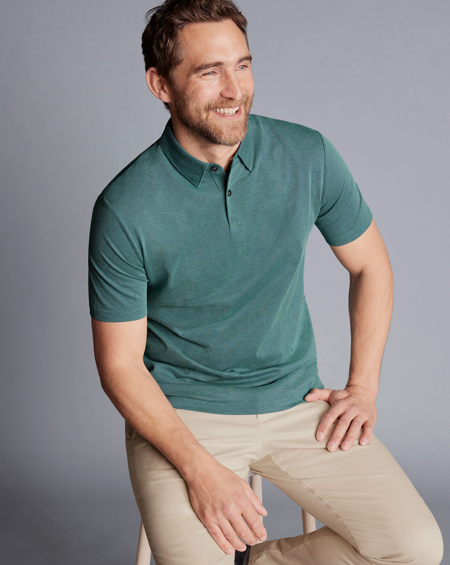 Jacquard Polo - Petrol Blue