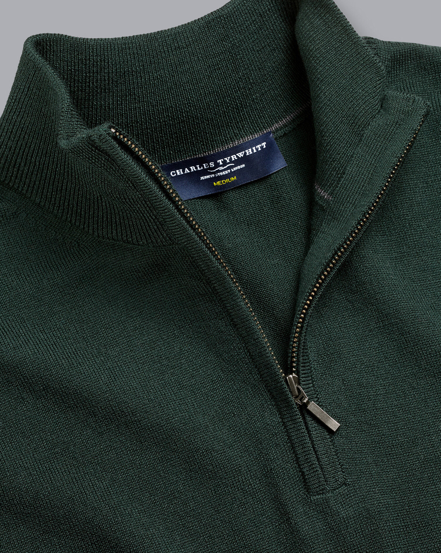 Merino Zip-Neck Sweater - Forest Green