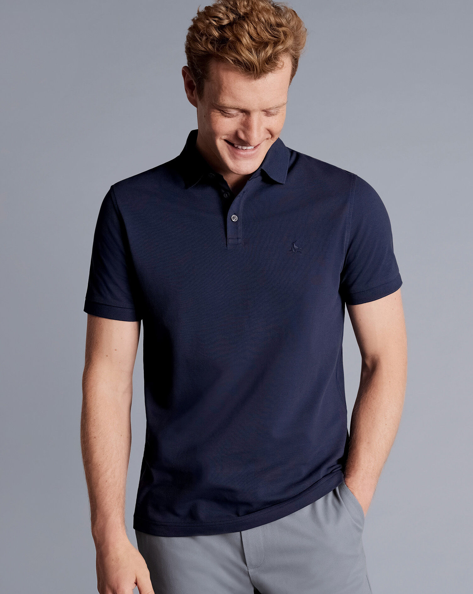 Tyrwhitt Pique Polo - Denim Blue