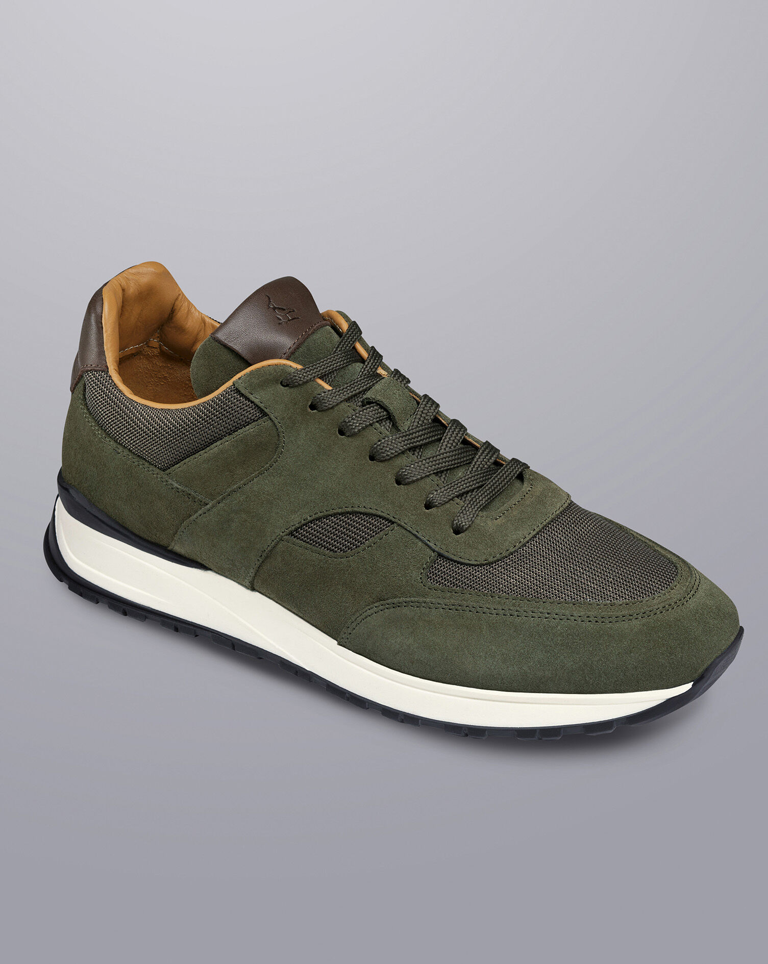 Suede and Textile Sneakers - Olive Green