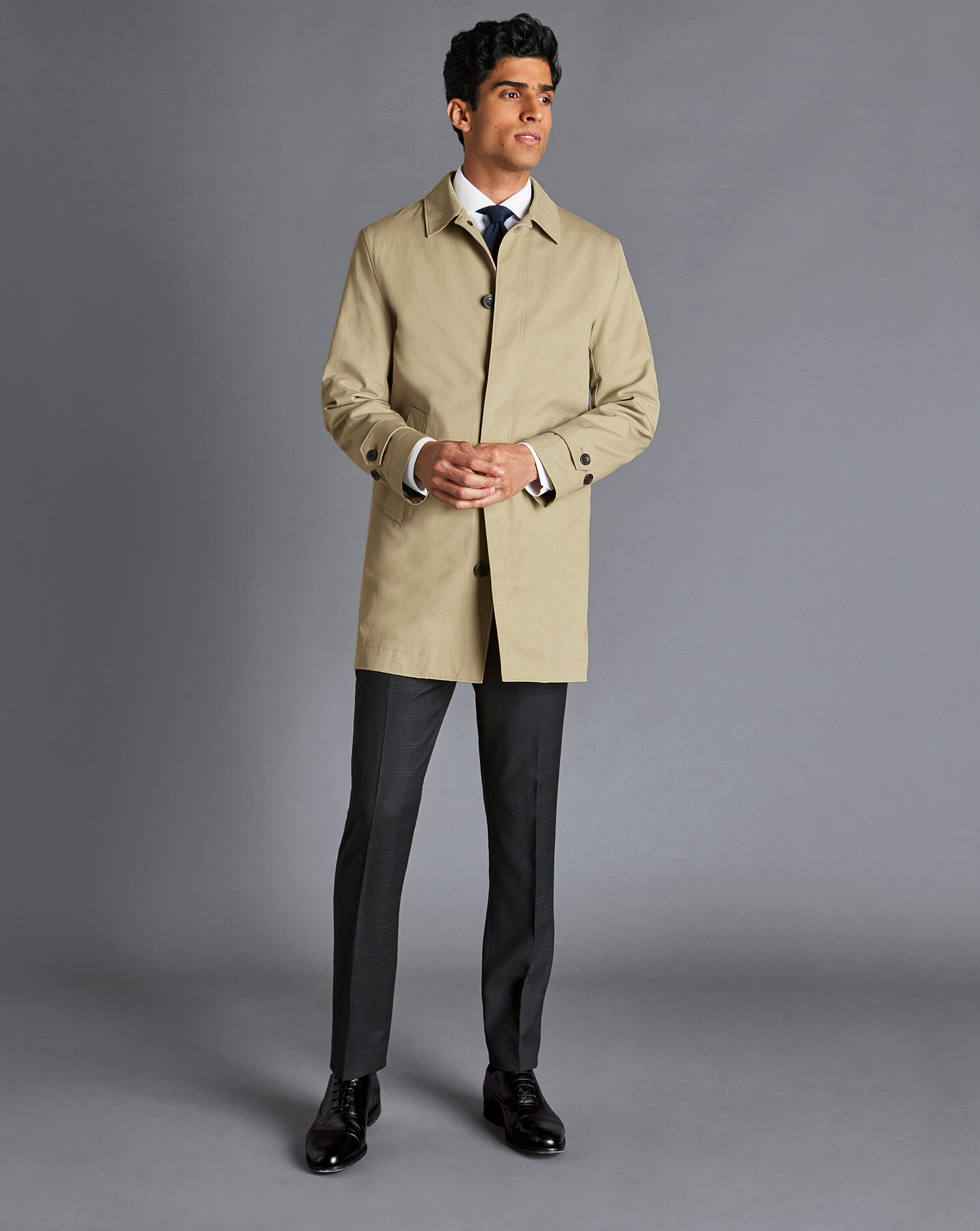 Showerproof Cotton Raincoat - Limestone