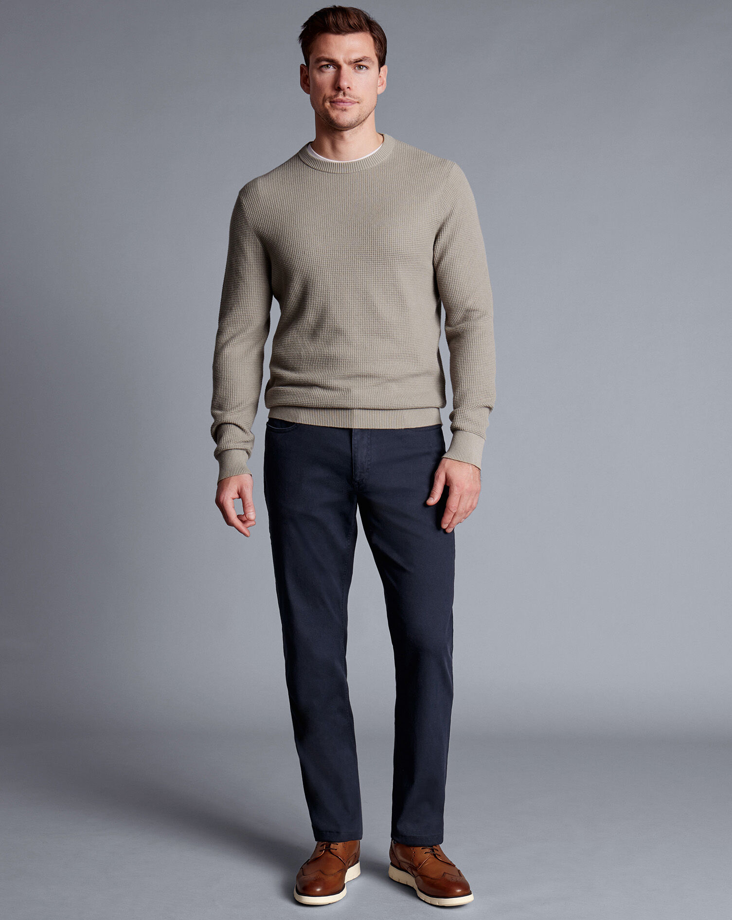 Washed Texture 5 Pocket Pants - Navy