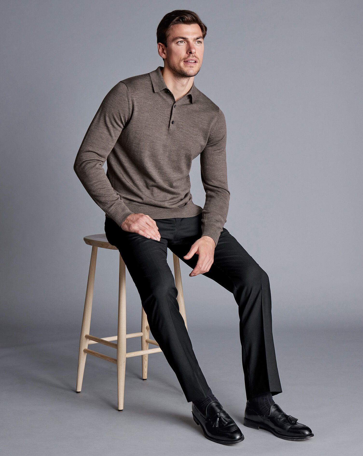 Natural Stretch Twill Suit Pants - Black