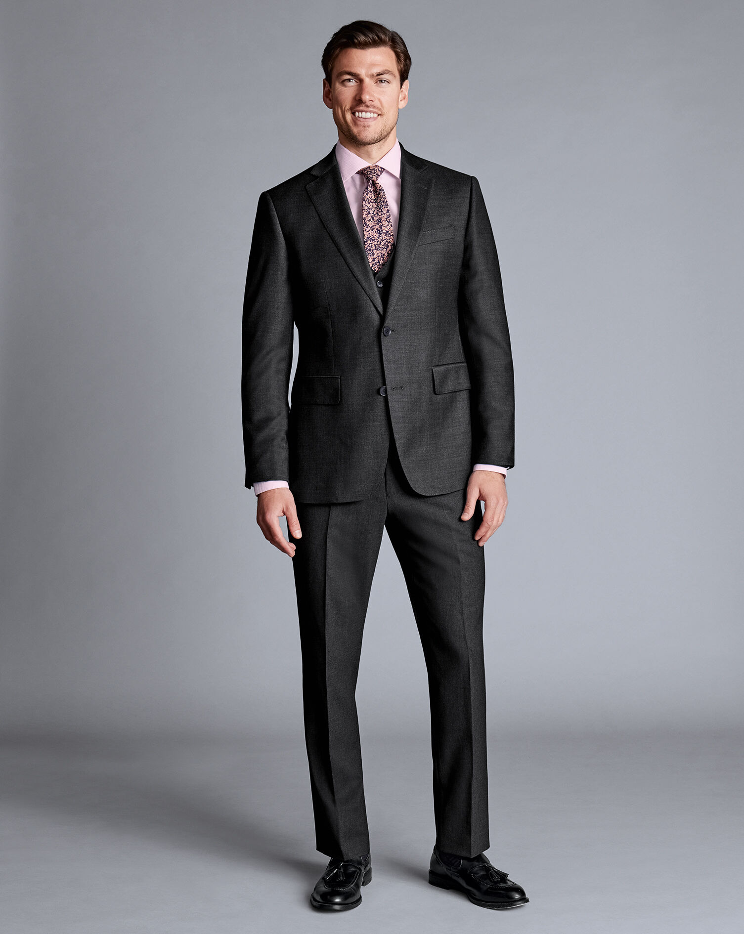 Natural Stretch Twill Suit Jacket - Charcoal