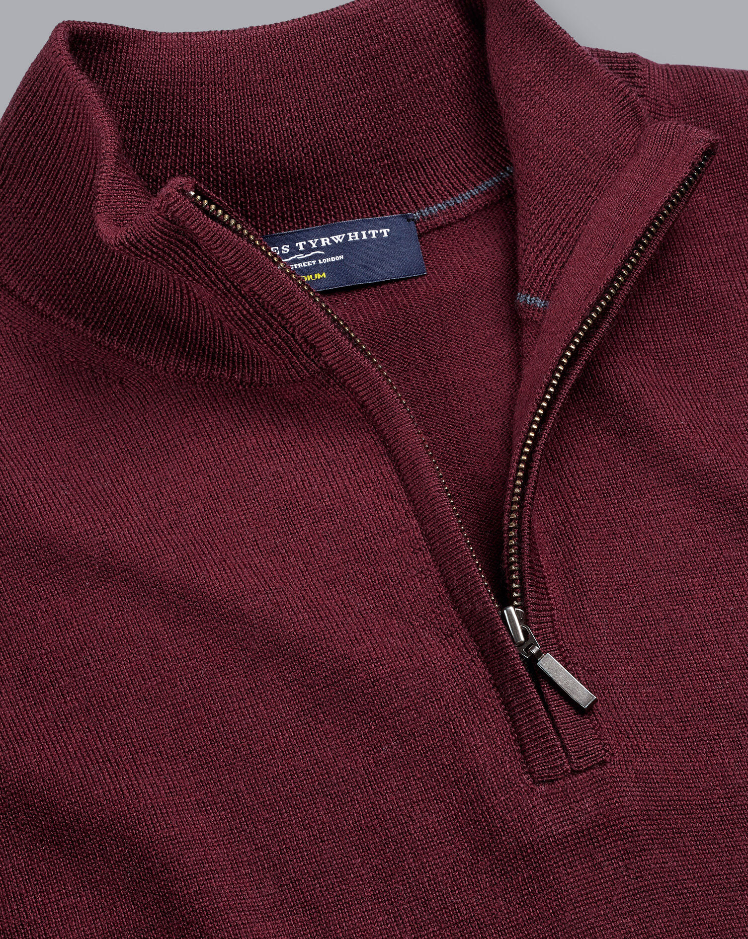 Merino Zip Neck Sweater - Burgundy