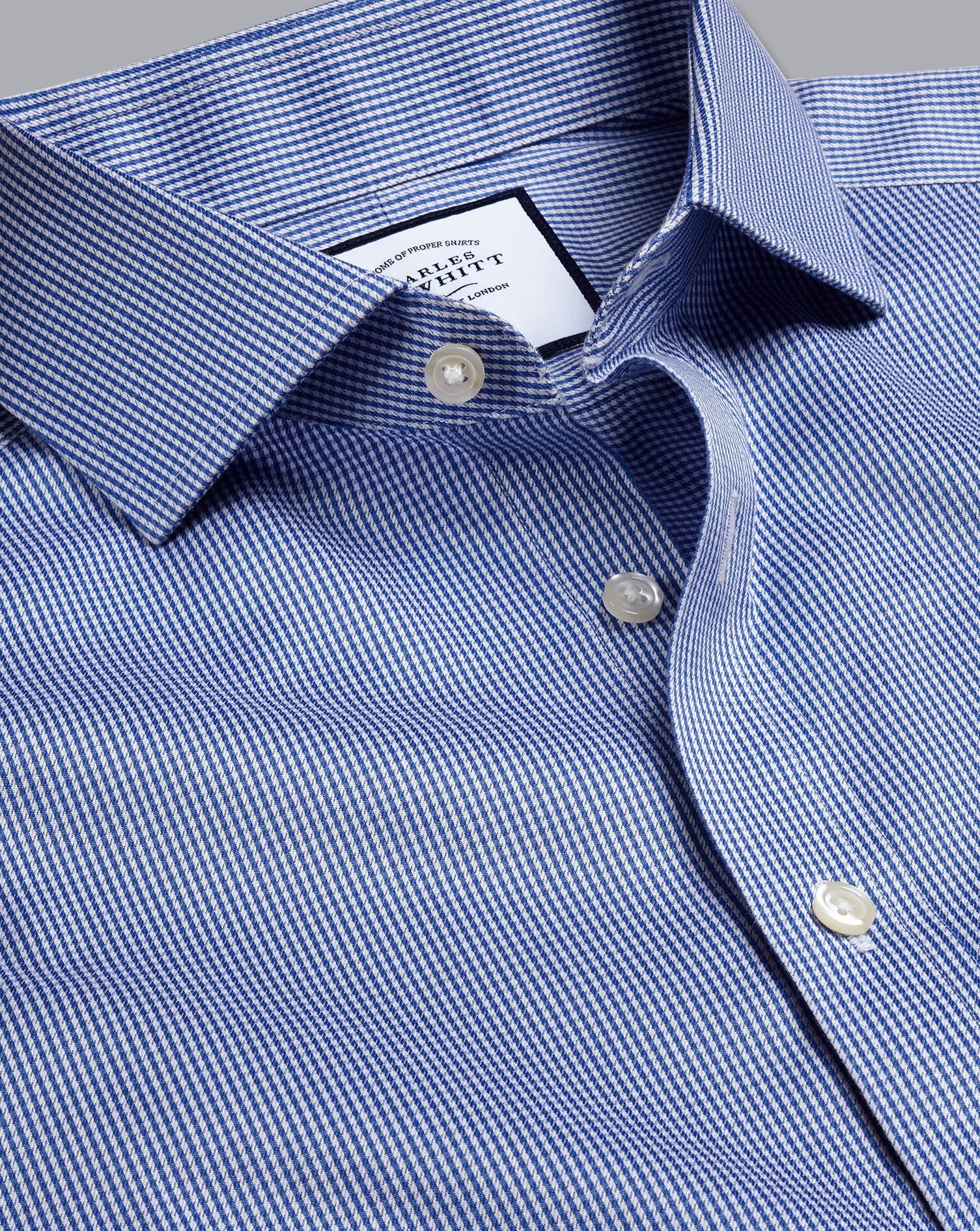Spread Collar Non-Iron Puppytooth Shirt - Royal Blue
