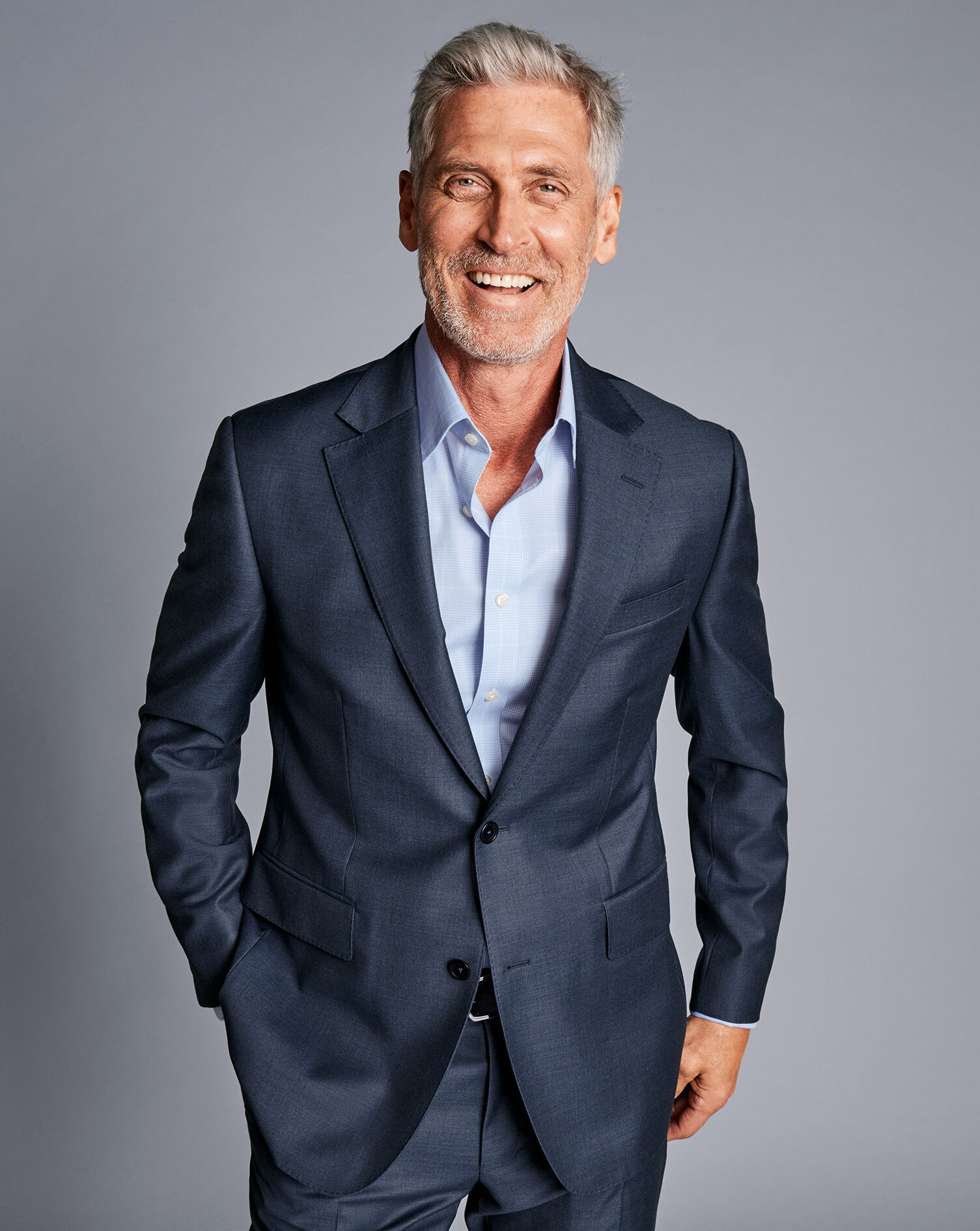 Italian Suit Jacket - Steel Blue