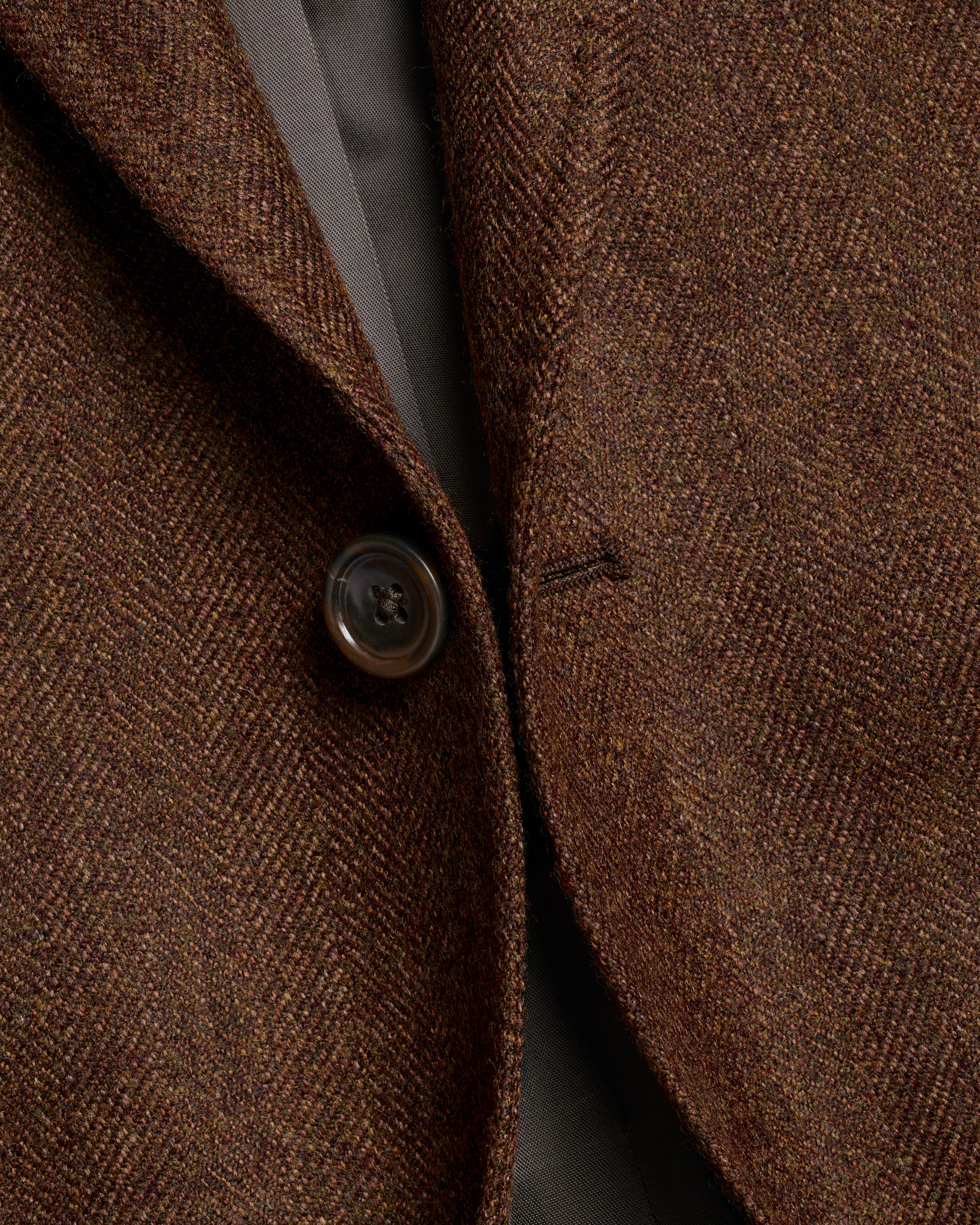 Herringbone Wool Texture Jacket - Toffee