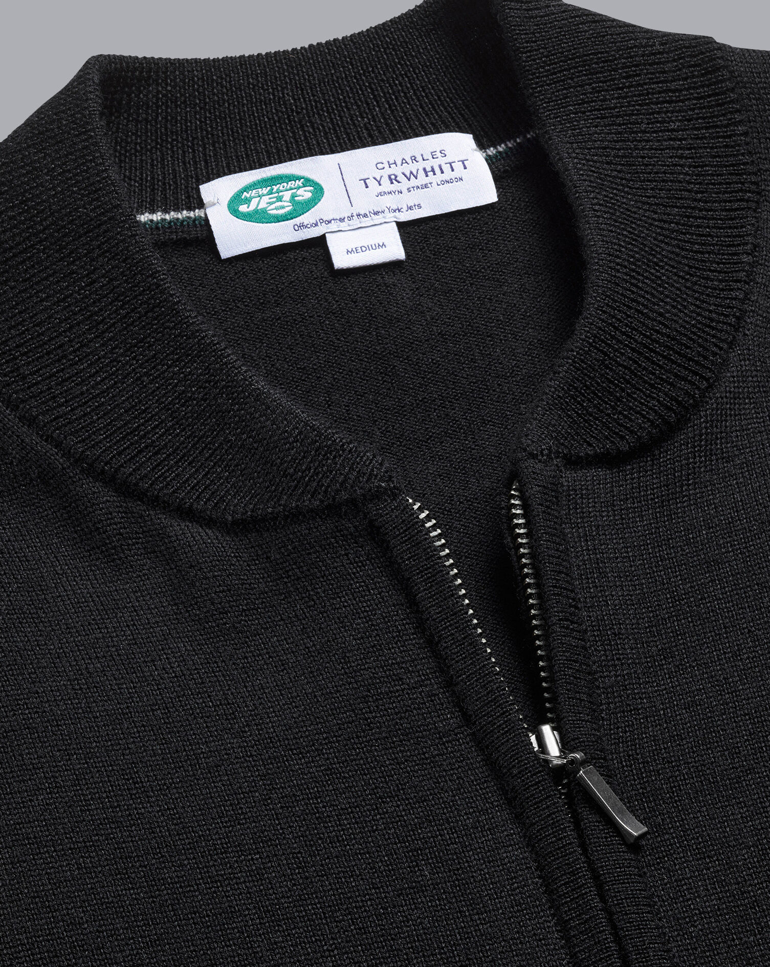 New York Jets Merino Zip Through Bomber - Black