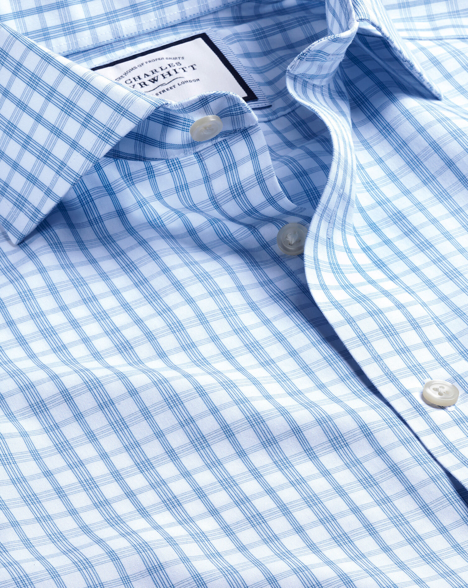 Spread Collar Non-Iron Graph Check Cutaway Shirt - Royal Blue