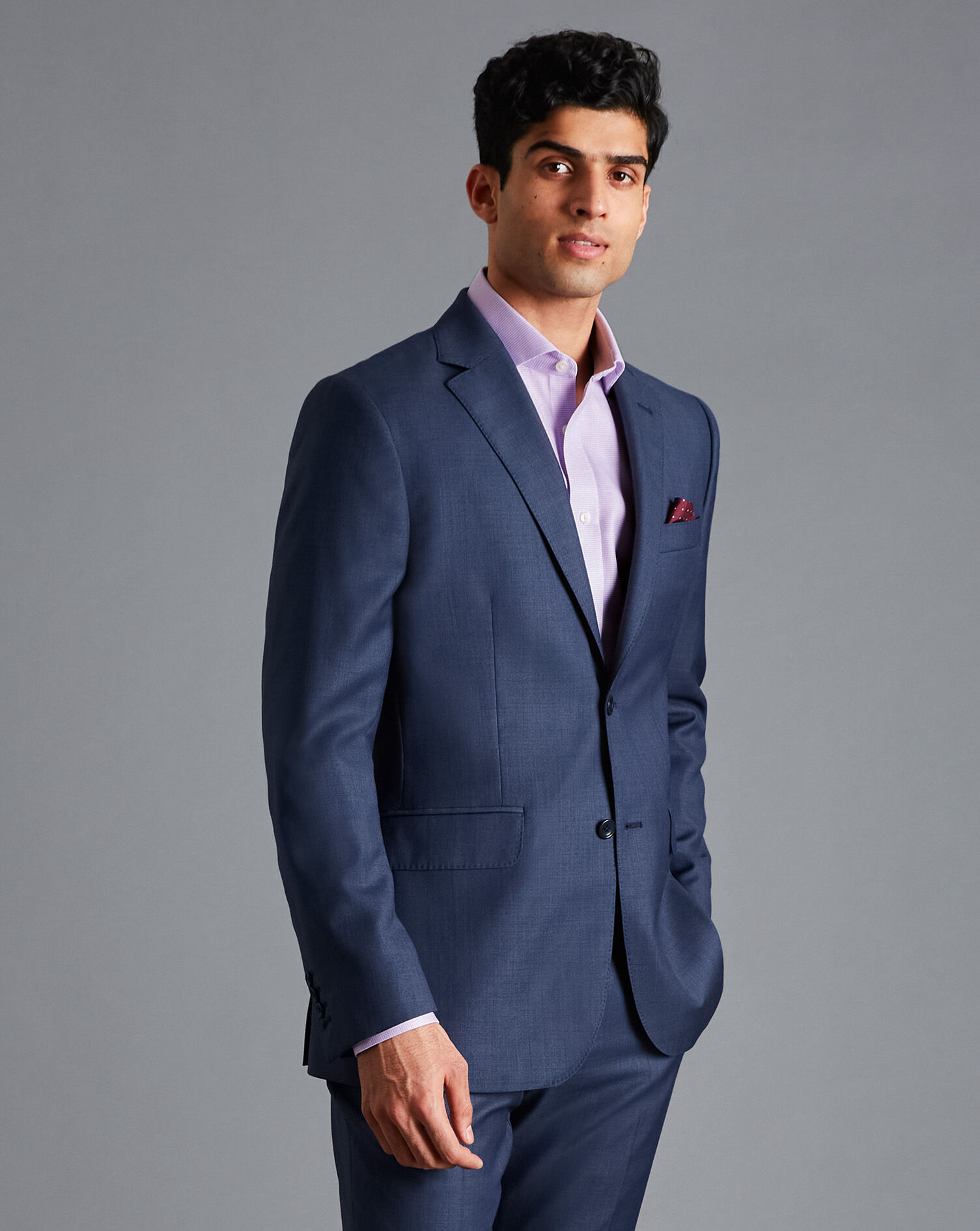 Italian Luxury Textured Suit Jacket - Indigo Blue