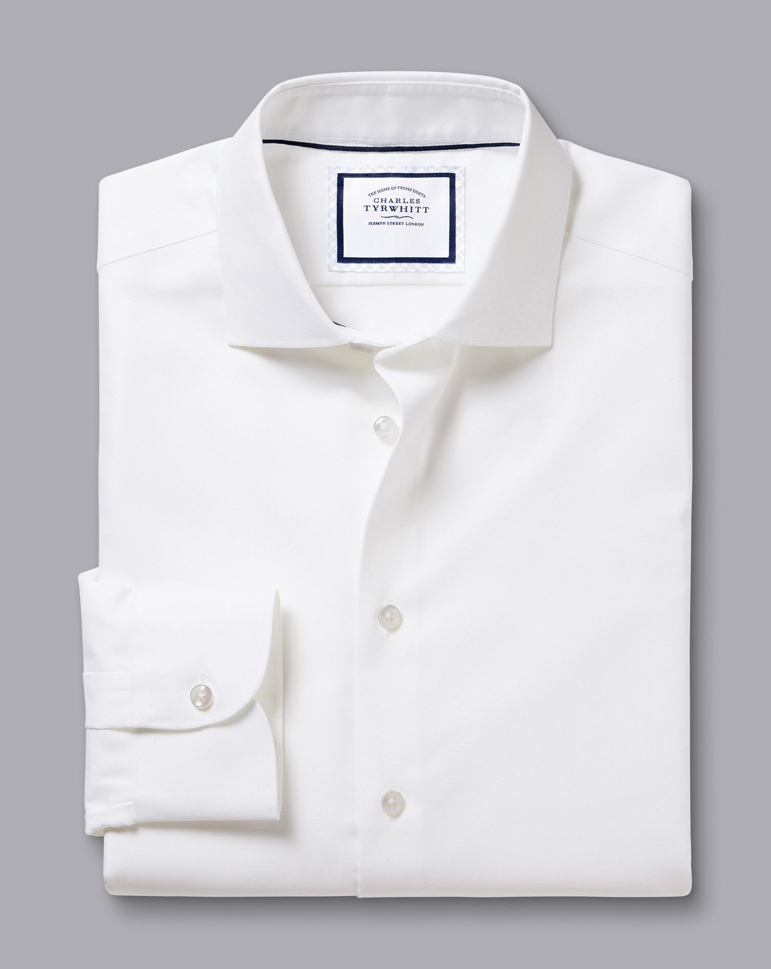 Semi-Spread Collar Non-Iron Cotton Linen Shirt - White