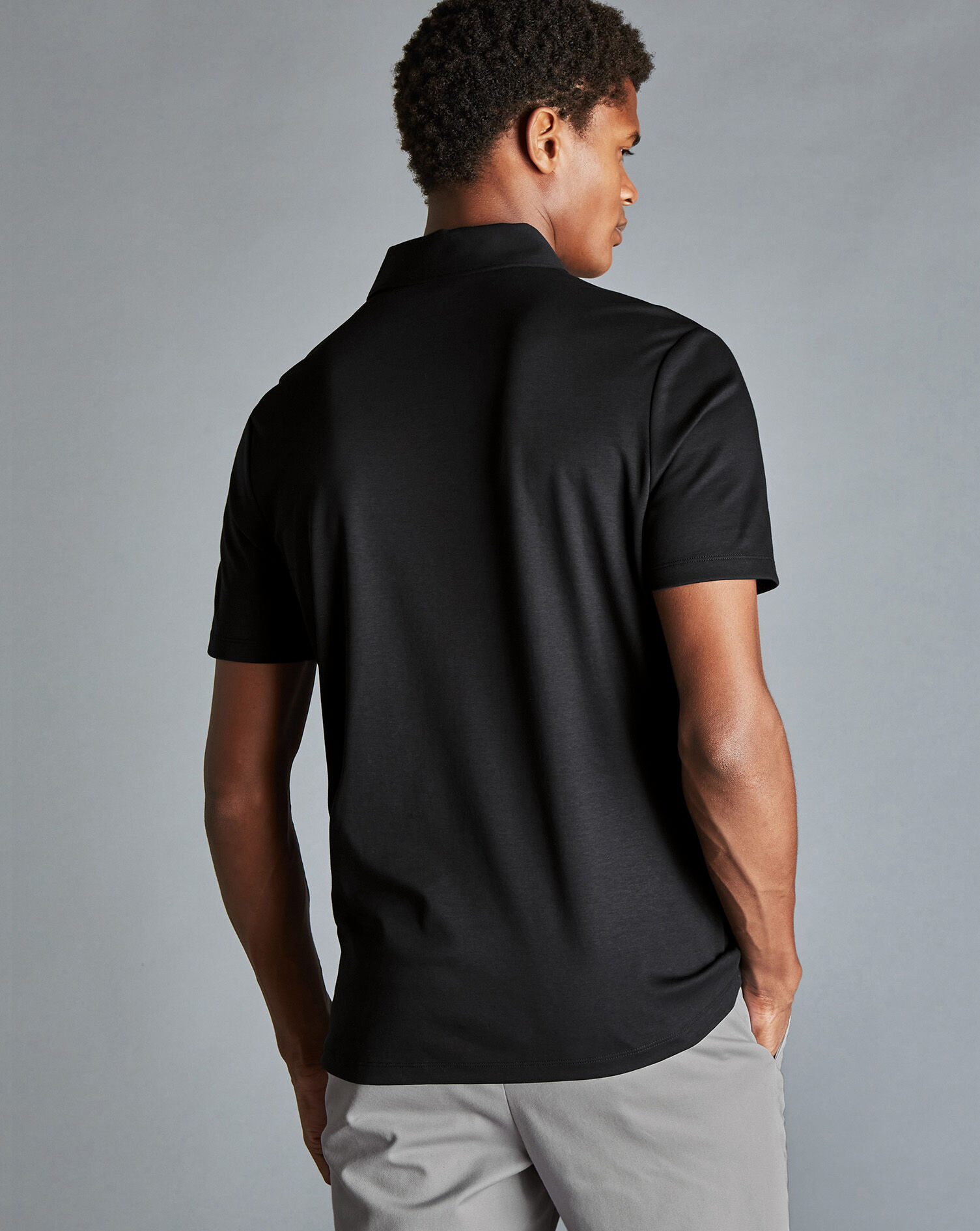 Zip-Neck Jersey Polo - Black