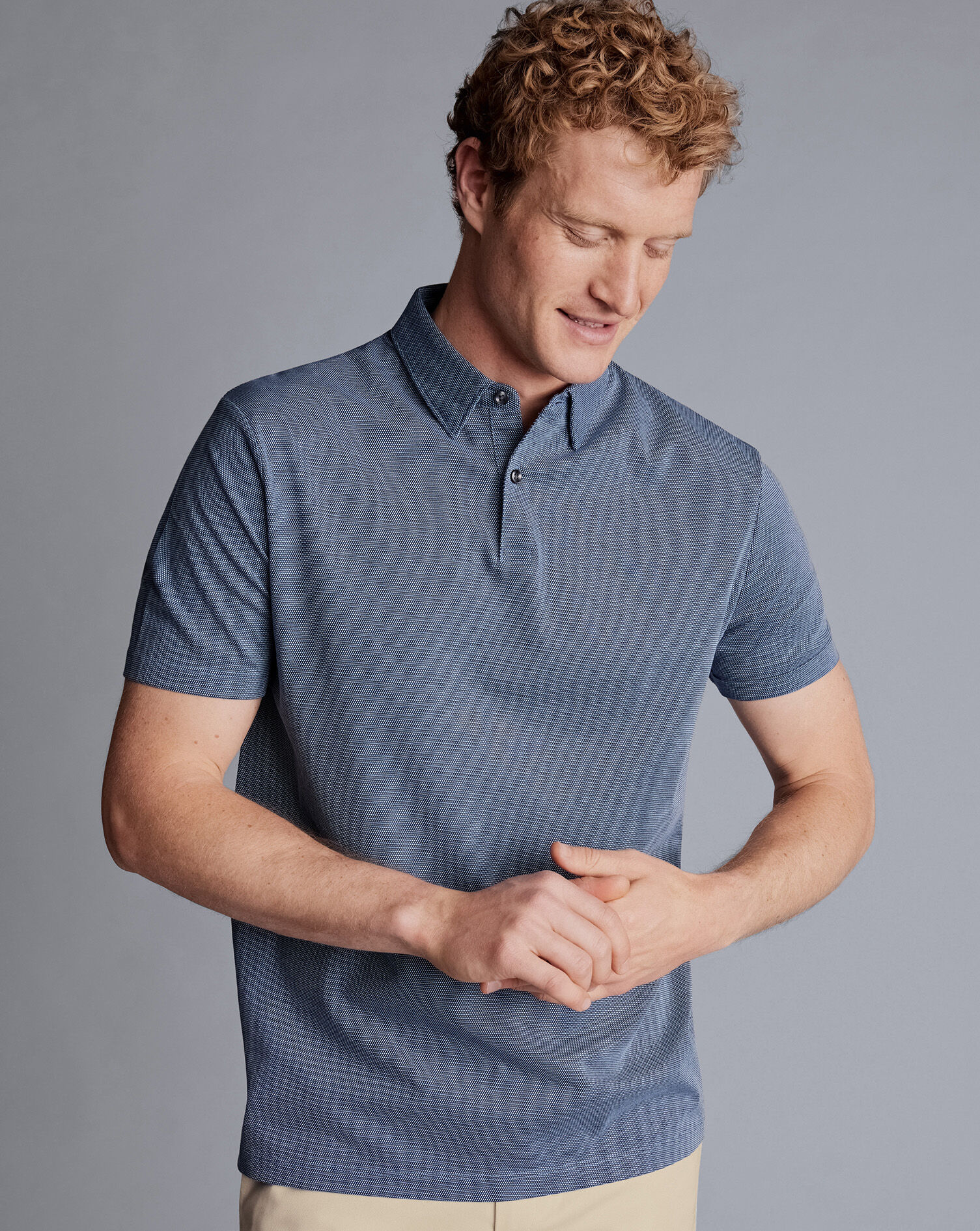 Jacquard Polo - Blue