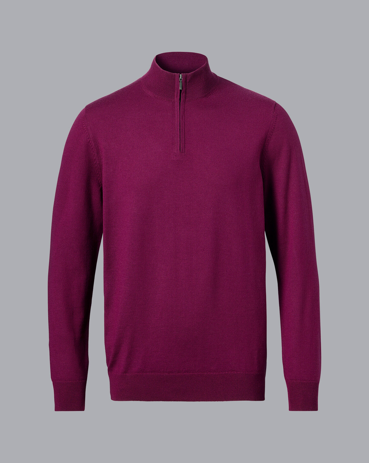 Merino Zip Neck Sweater - Dark Pink