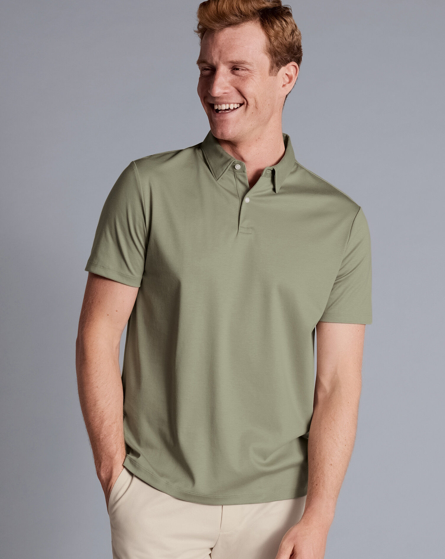 Smart Jersey Polo - Sage Green