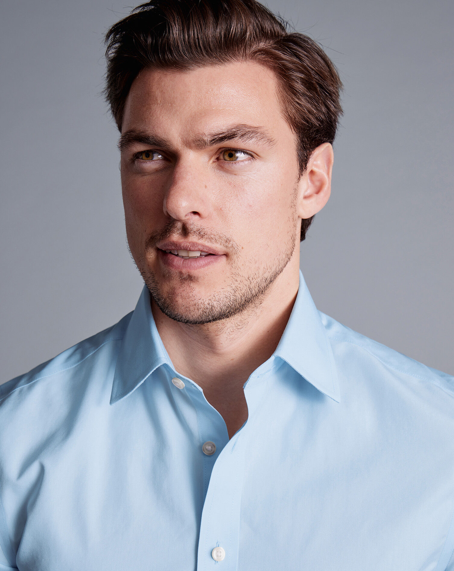 Non-Iron Poplin Short-Sleeve Shirt - Sky Blue