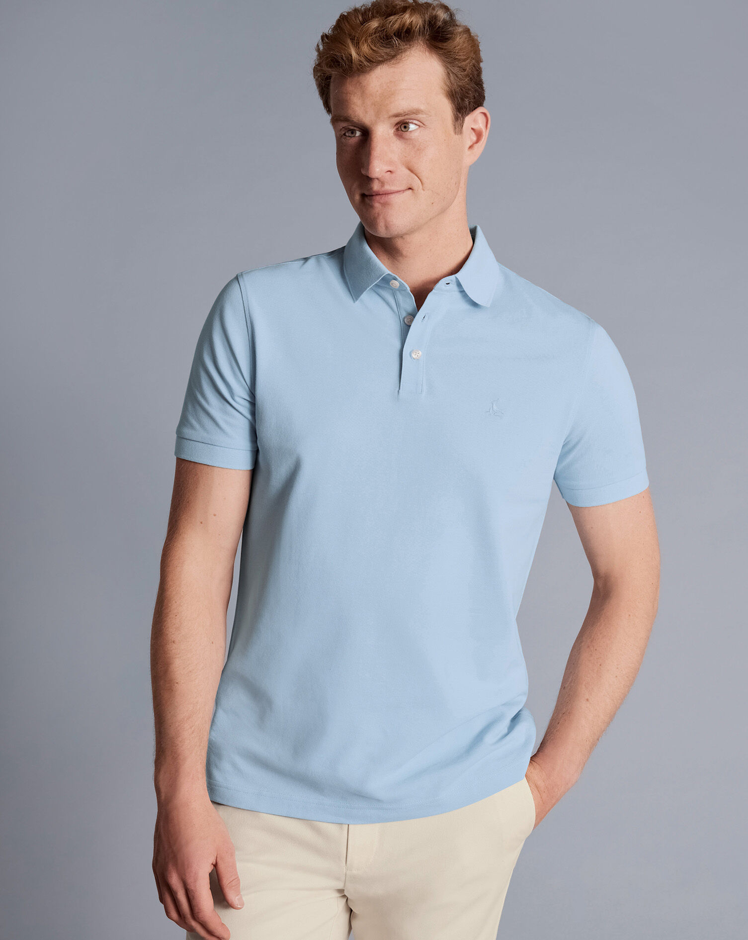 Tyrwhitt Pique Polo - Light Blue