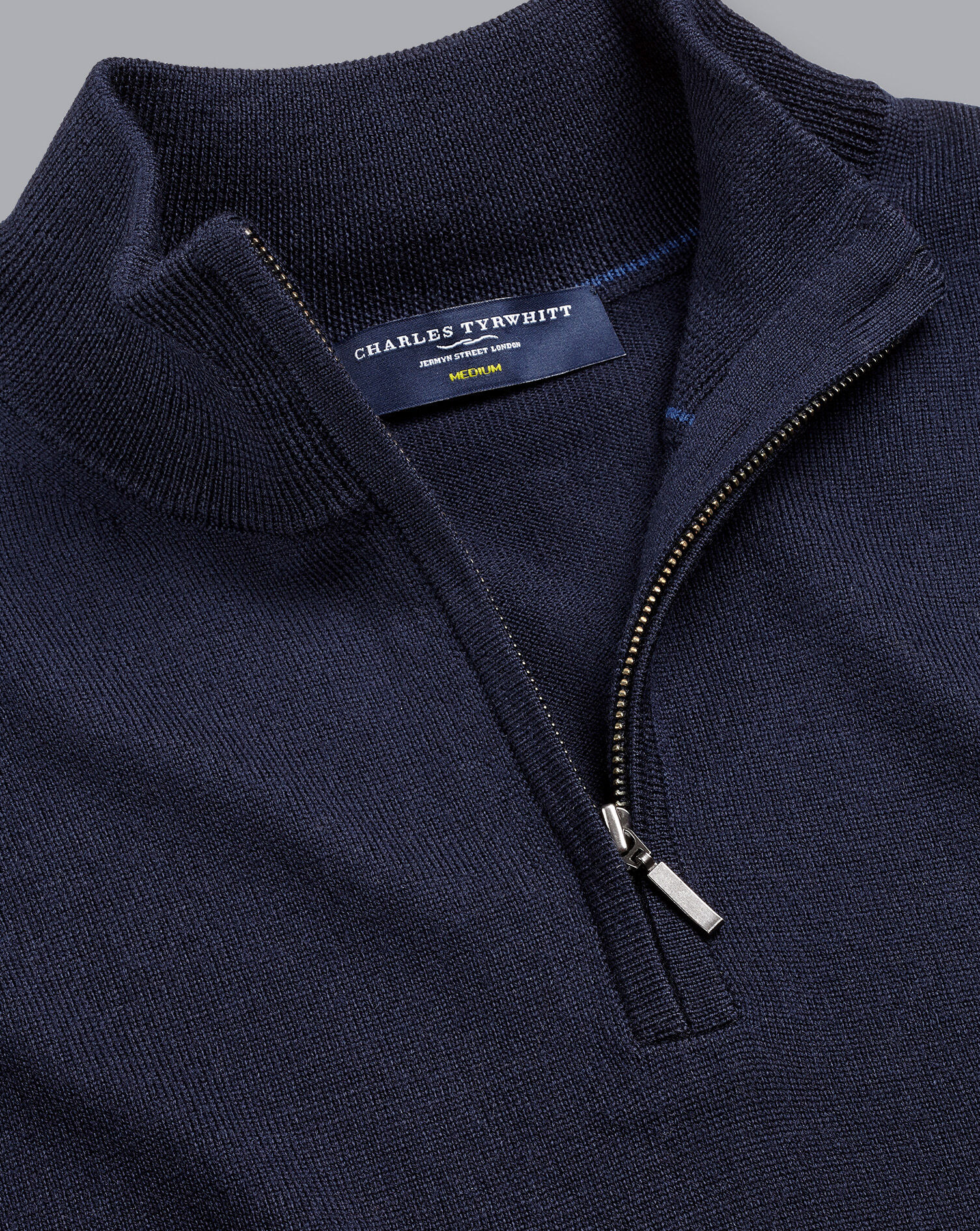 Merino Zip Neck Sweater - Navy