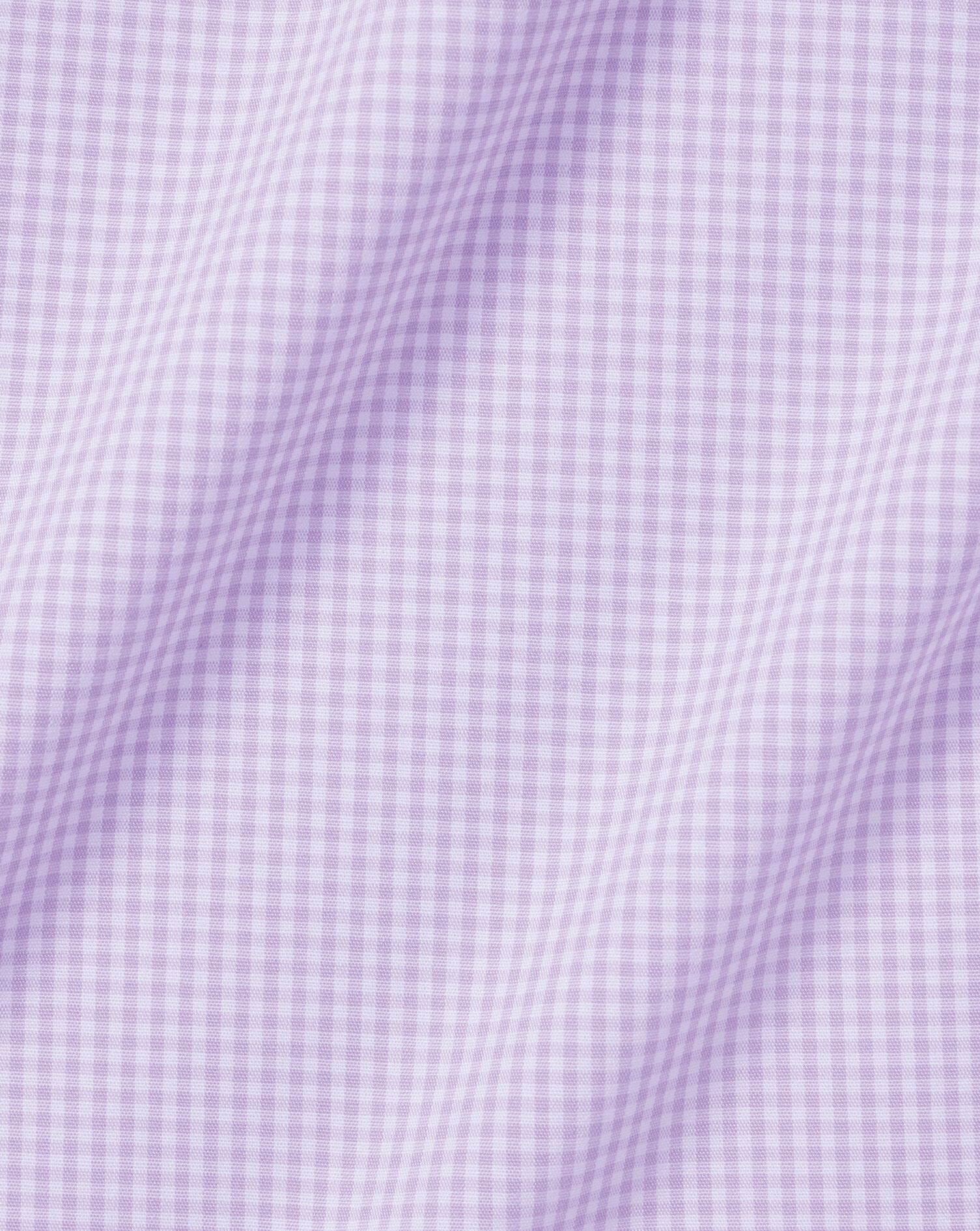 Spread Collar Non-Iron Mini Gingham Check Shirt - Mauve Purple