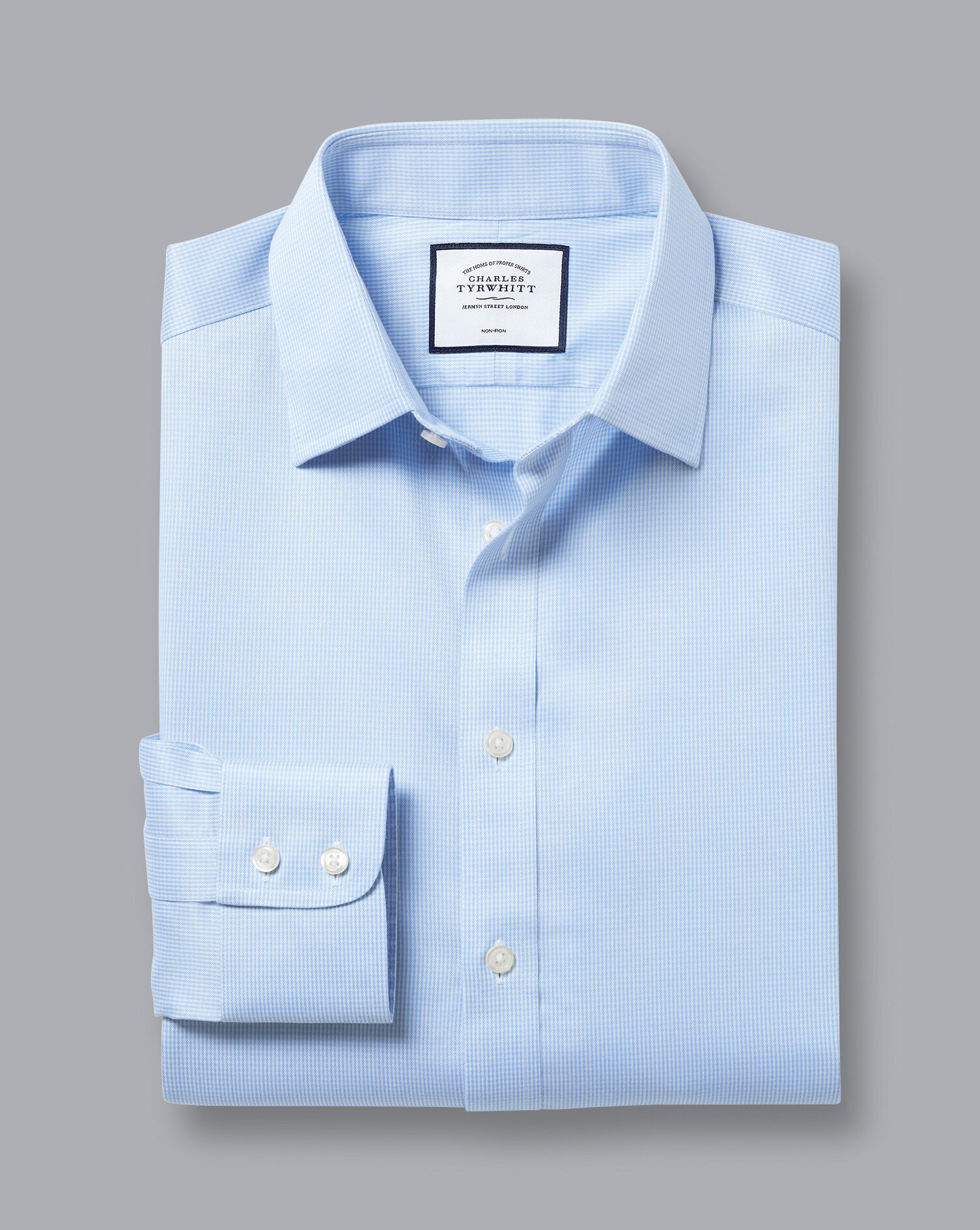 Non-Iron Puppytooth Shirt - Sky Blue