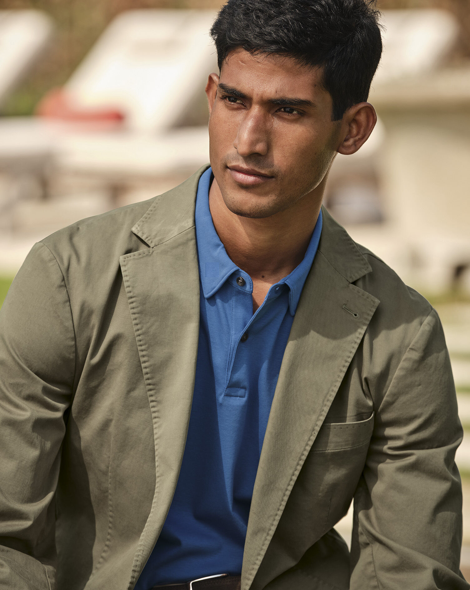 Cotton Stretch Jacket - Olive Green