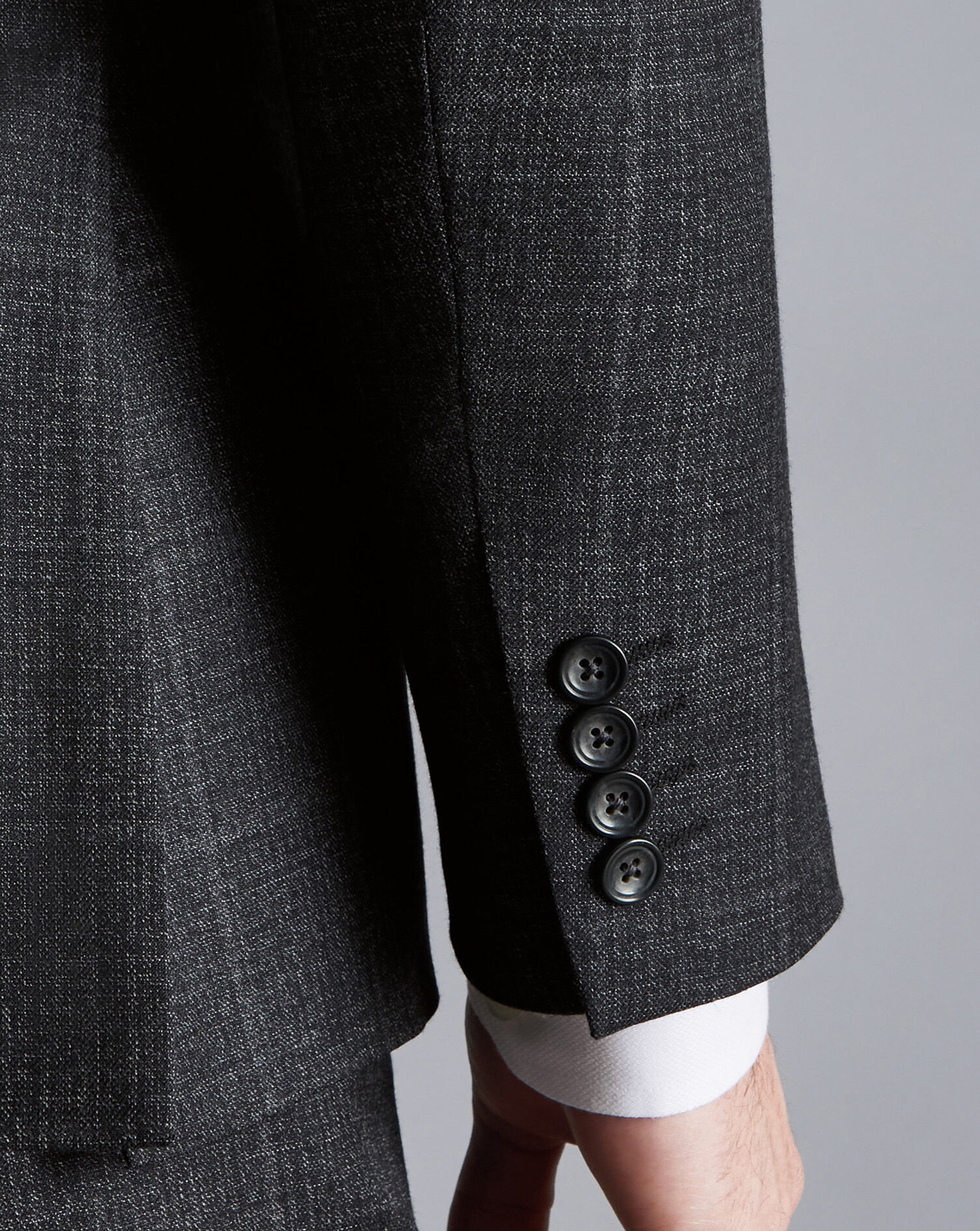 Windowpane Check Suit Jacket - Charcoal Grey