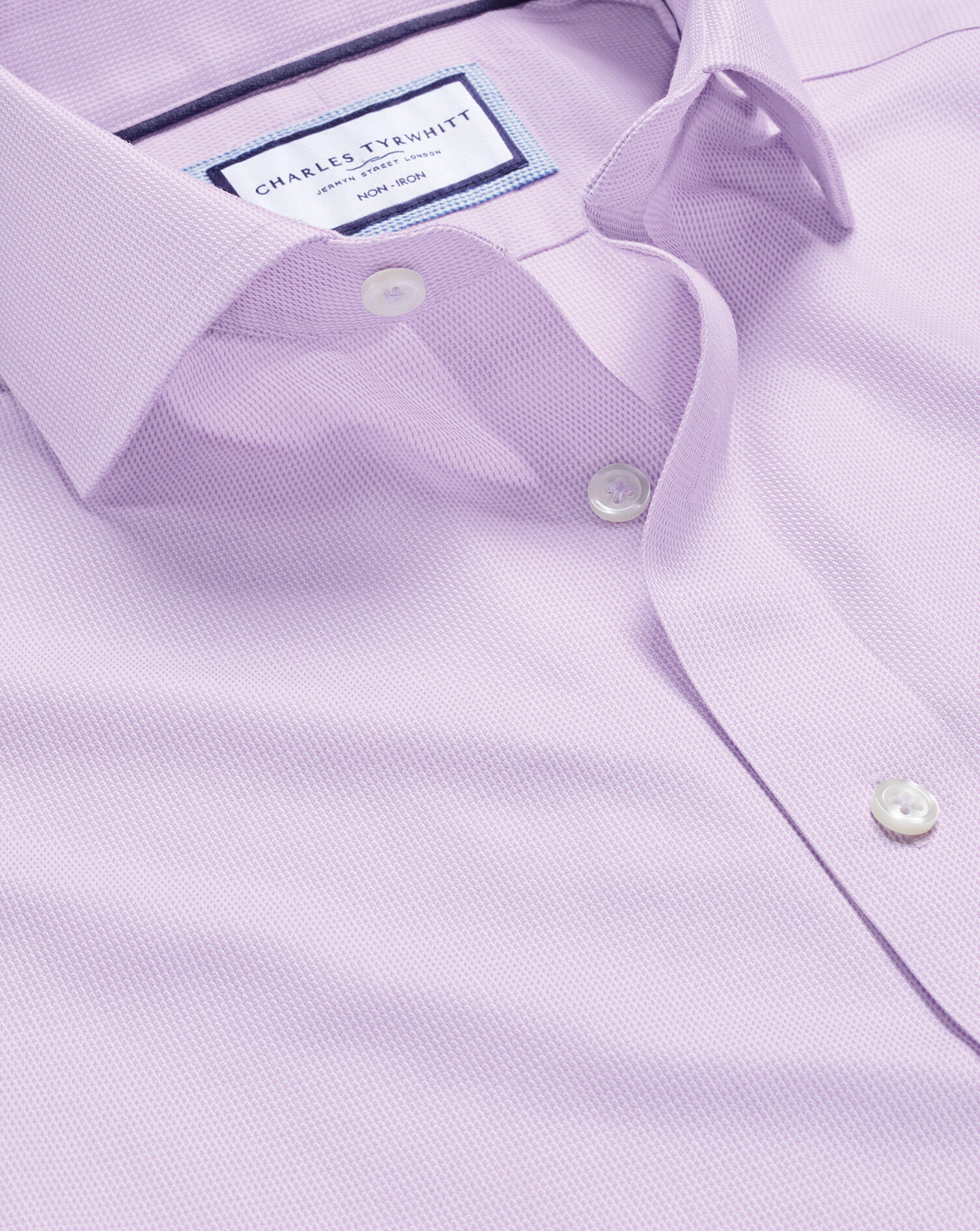 Spread Collar Non-Iron Clifton Weave Shirt - Lilac Purple