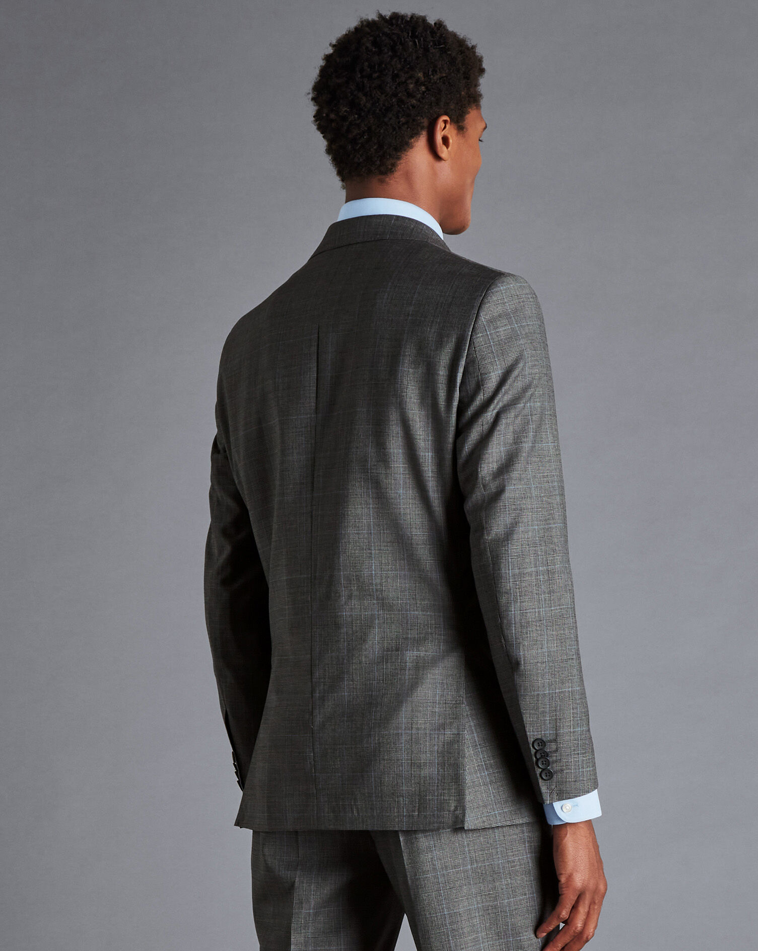 Italian Luxury Prince of Wales Check Suit Jacket - Grey