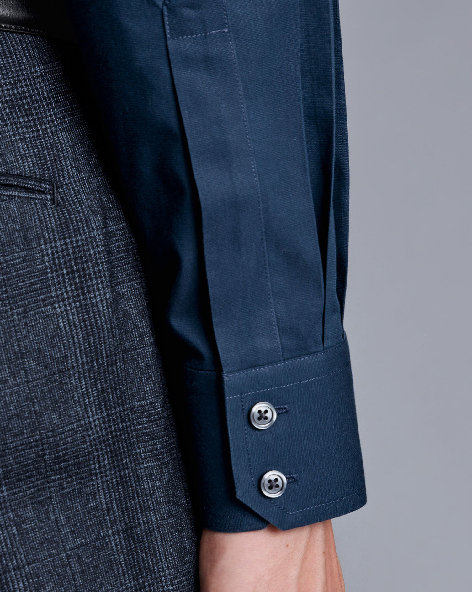 Spread Collar Non-Iron Poplin Shirt - Petrol Blue