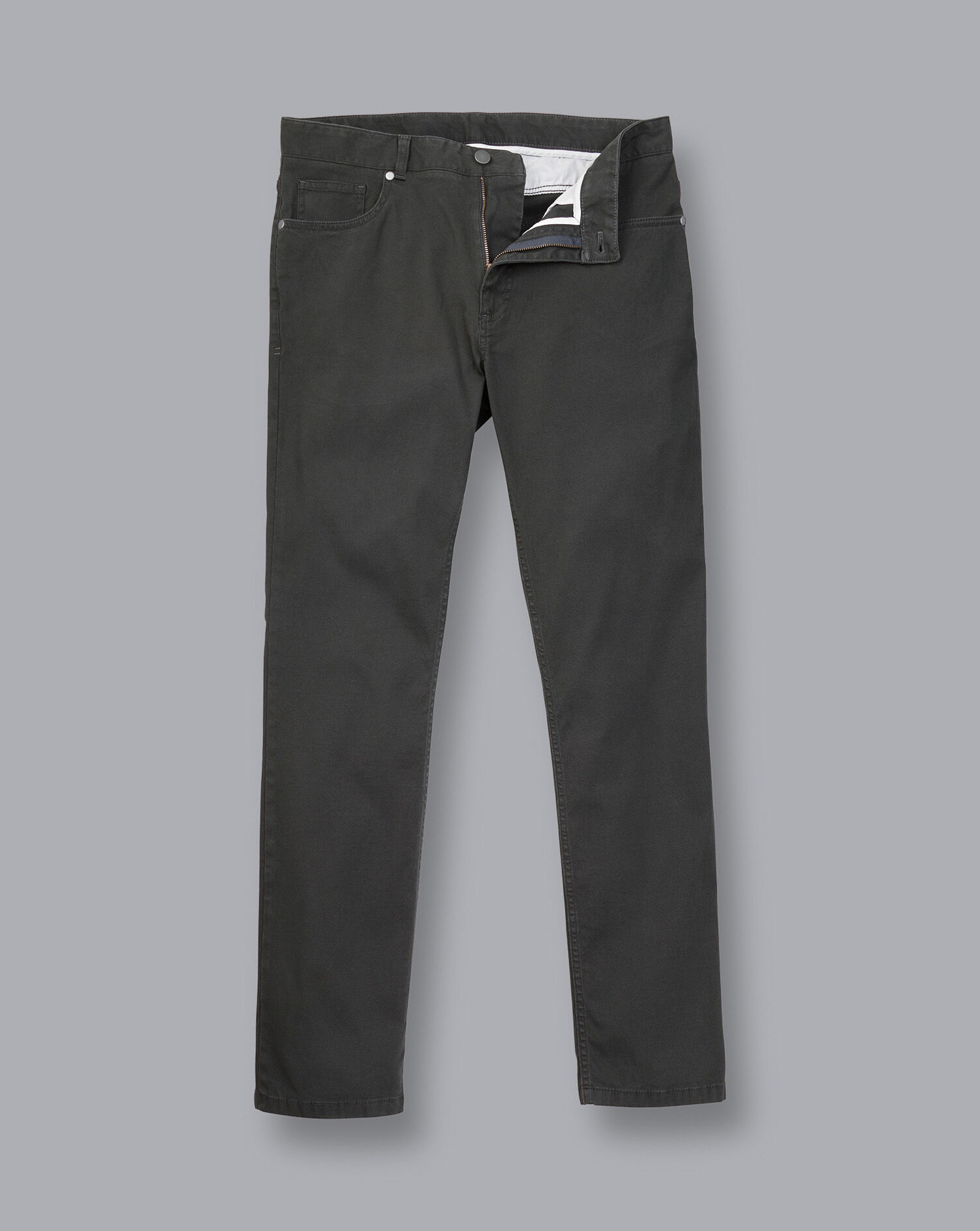 Textured Washed 5-Pocket Pants - Charcoal Grey
