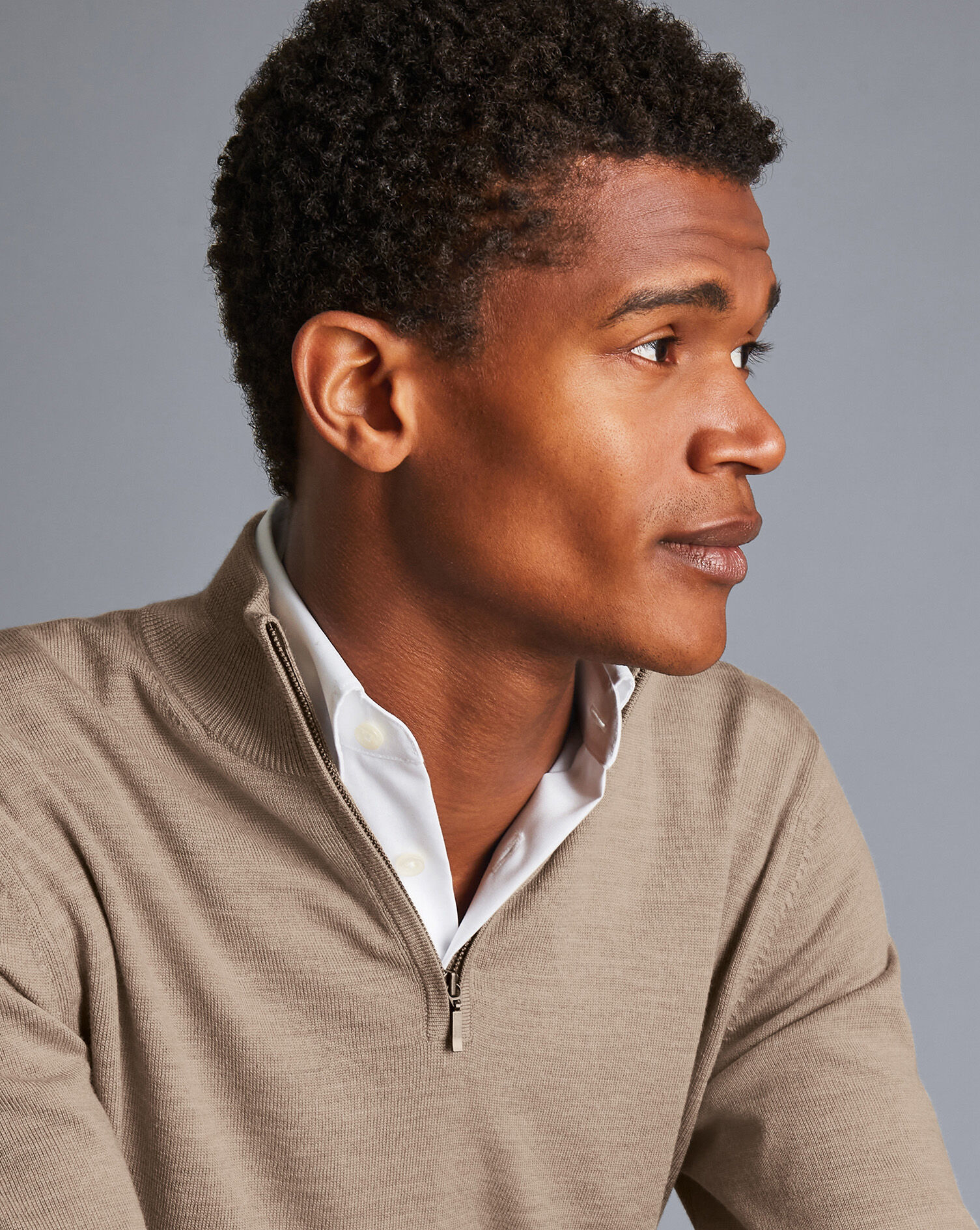 Merino Zip Neck Sweater - Oatmeal