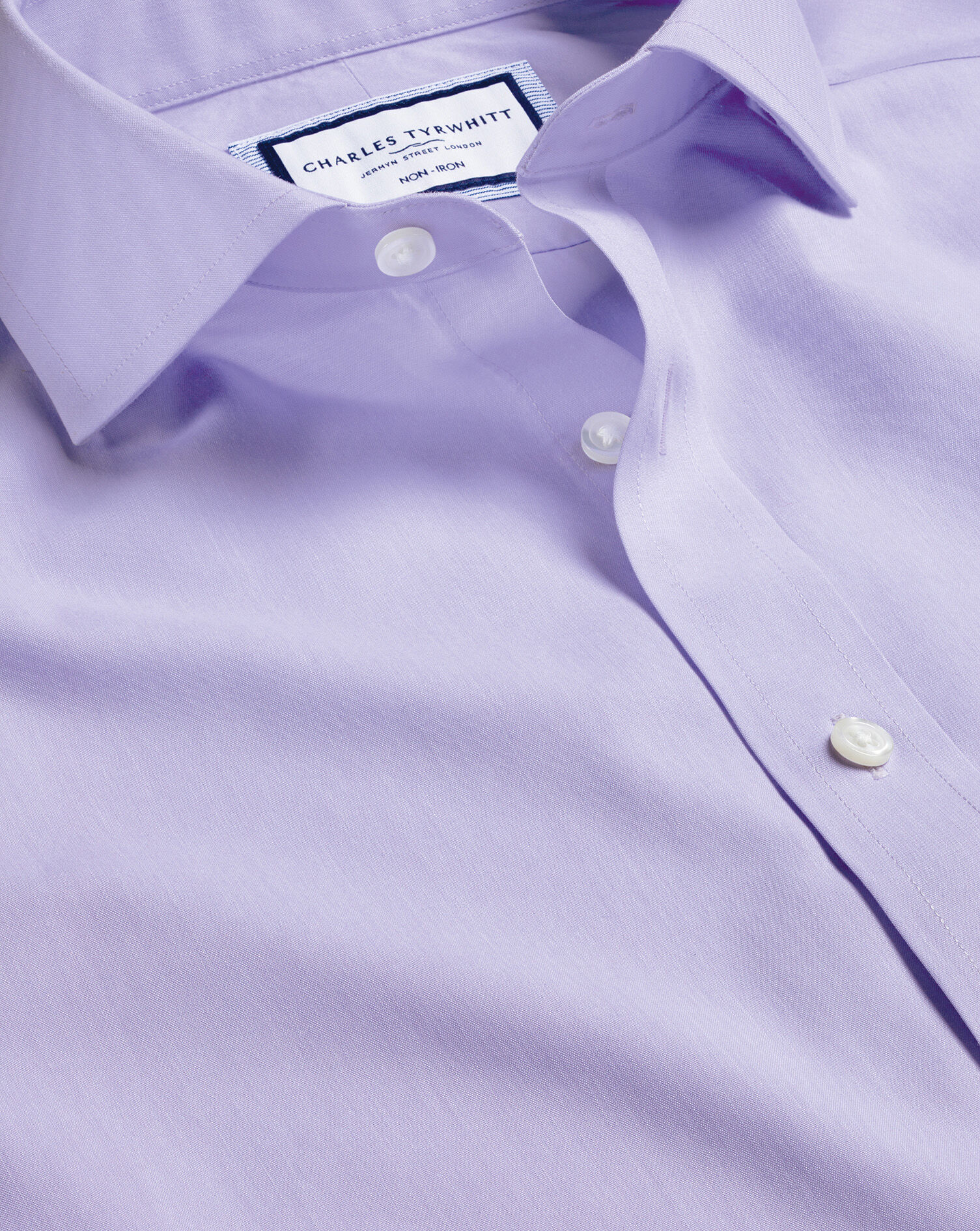 Spread Collar Non-Iron Poplin Shirt - Lilac Purple
