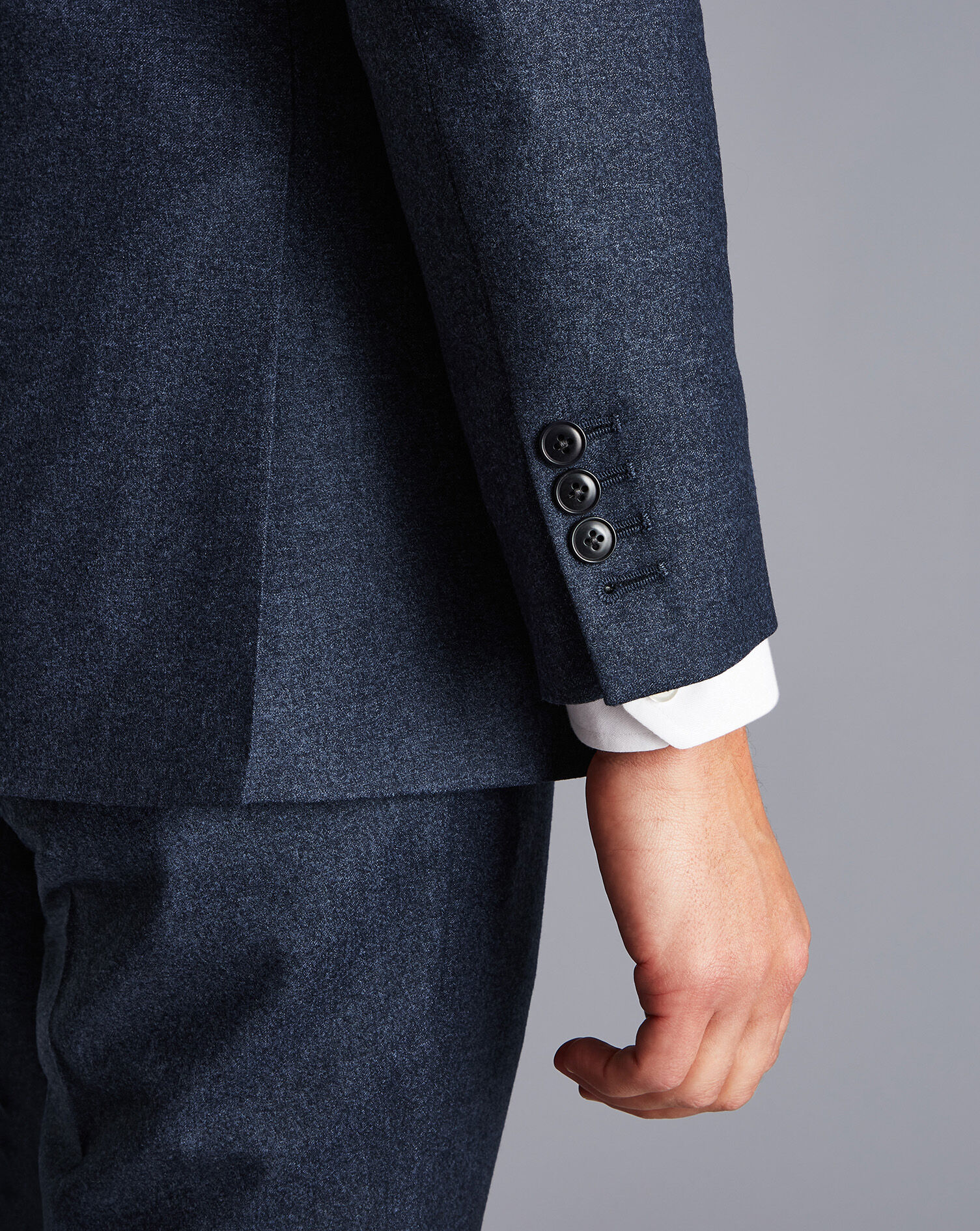 Italian Luxury Stretch Flannel Suit Jacket - Dark Blue