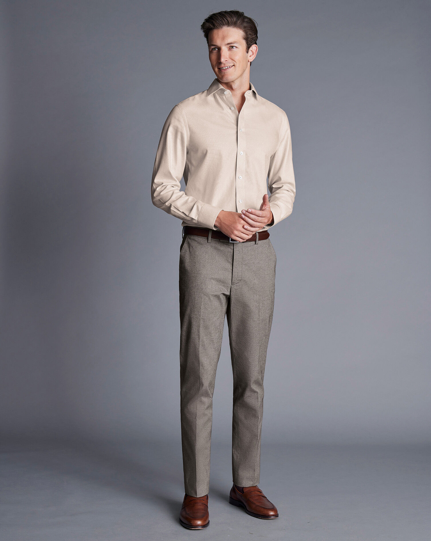 Smart Cotton Stretch Pants - Taupe